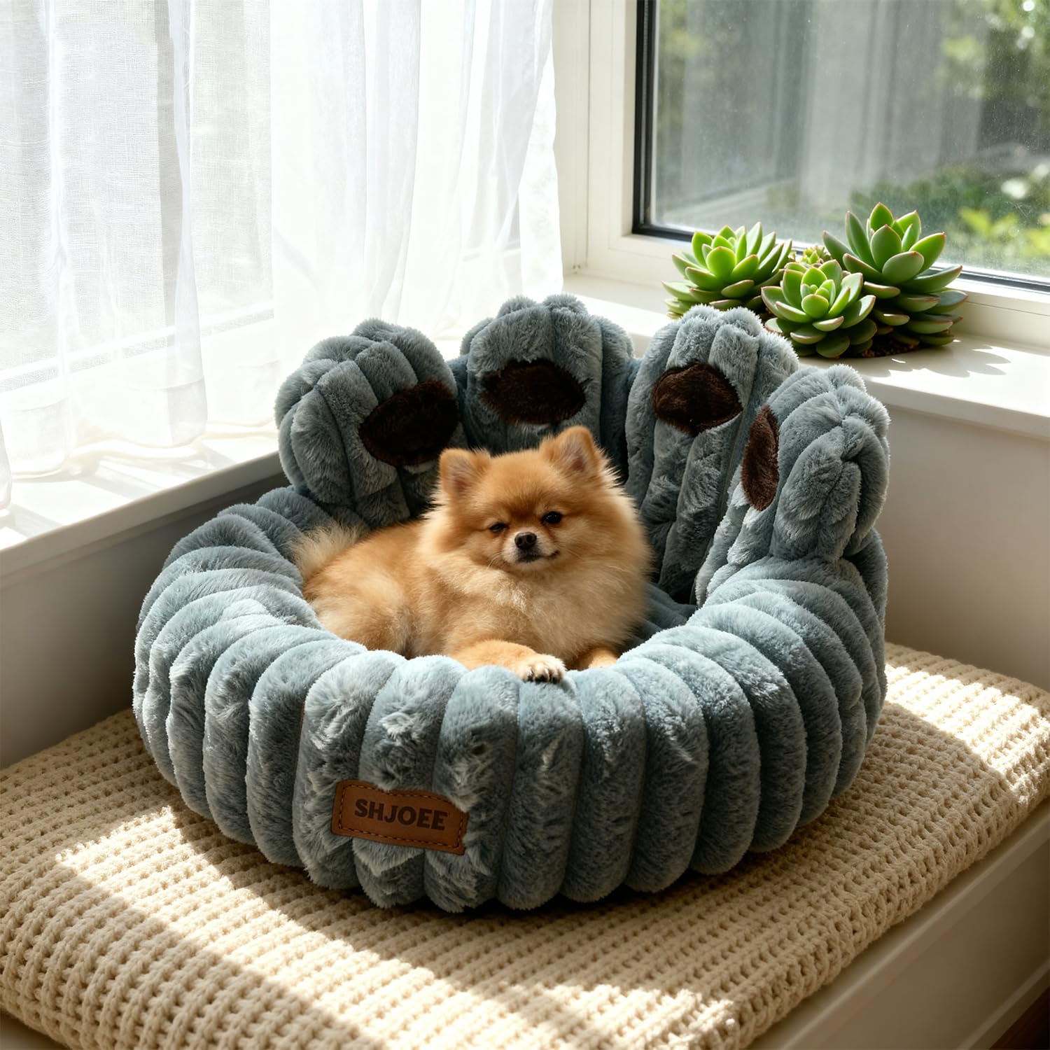 Cuccia Cane Interno Letto Morbida per Cani Lettino Gatto Lettino per Animali Domestici Cuccia per Gatti Fluffy Peluche Letto per Cani Lavabili Antiscivolo (Grigio, 50cm)