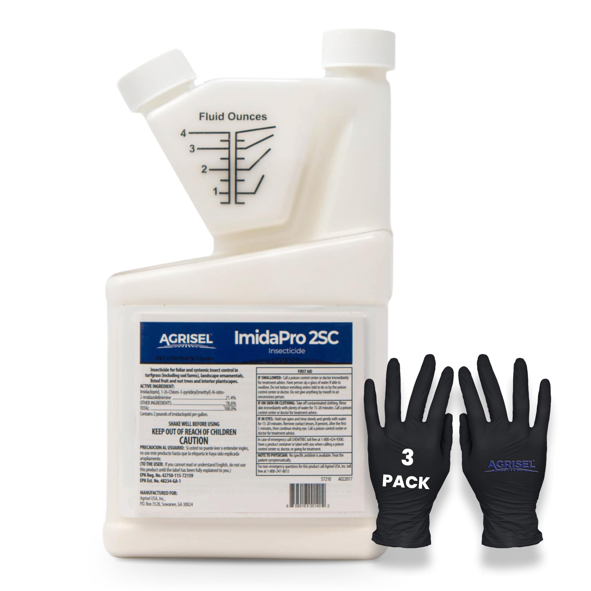 ImidaPro 2SC/Midash 2SC Insect & Pest Control, Broad Spectrum, Residential & Commercial, Effective Against 100+ Pests, Outdoor Use Only, Includes 3-pack of Agrisel Protective Gloves, 32 Ounces