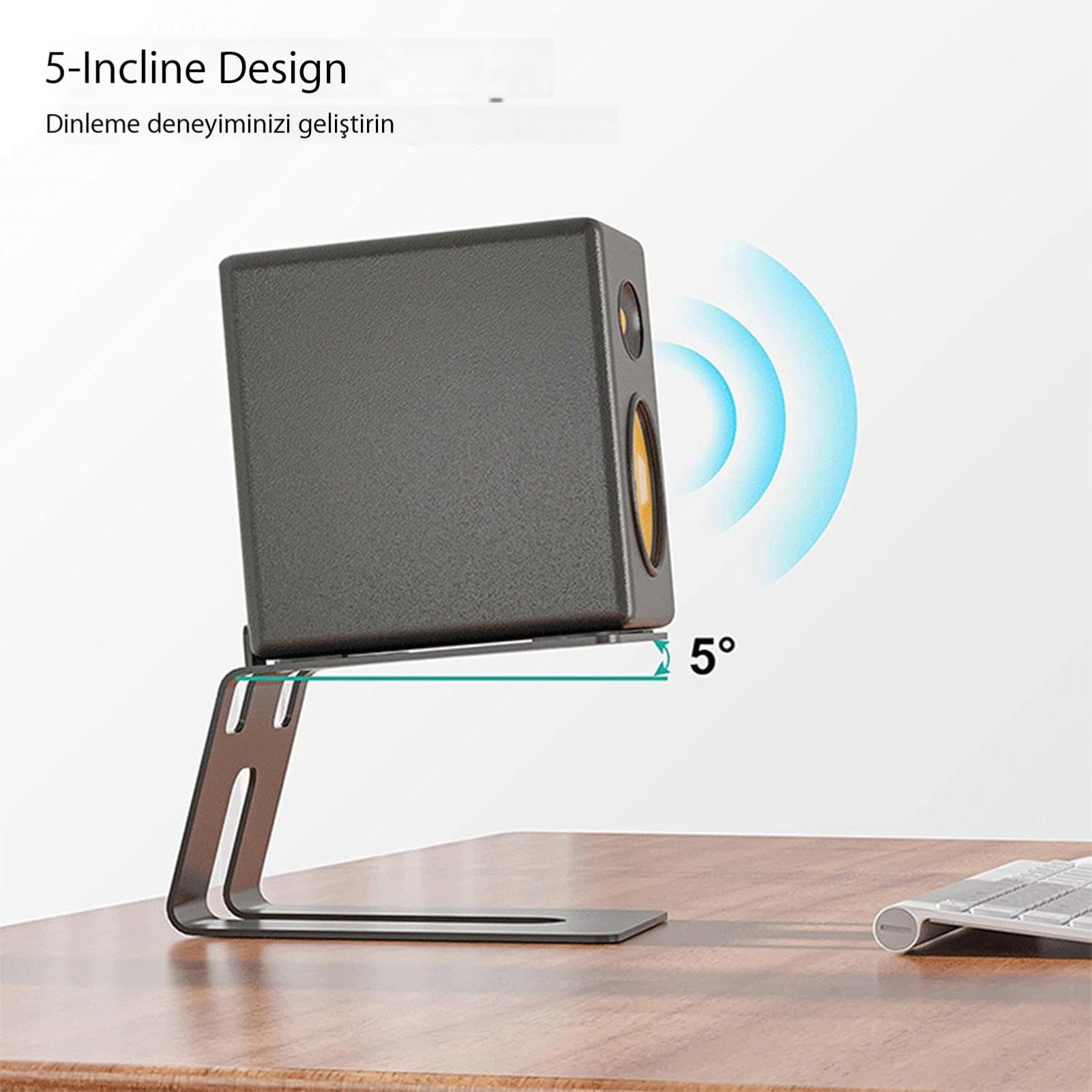 Lot de 2 supports de moniteur de studio - Lot de 2 supports d'enceintes de bureau - Pour bibliothèque - Pieds d'enceintes stables