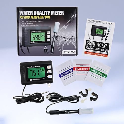 Miniatura 9 de Medidor digital de pH y temperatura termómetro de acuario con función de calibración automática para laboratorio de acuicultura hidropónica de