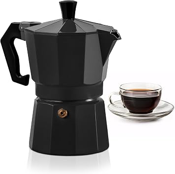 Mixpresso Aluminum Moka stove coffee maker, Moka Pot Coffee Maker for Gas or Electric Stove Top, Classic Italian Coffee Maker,5 oz , Excellent Camping Coffee Pot Black