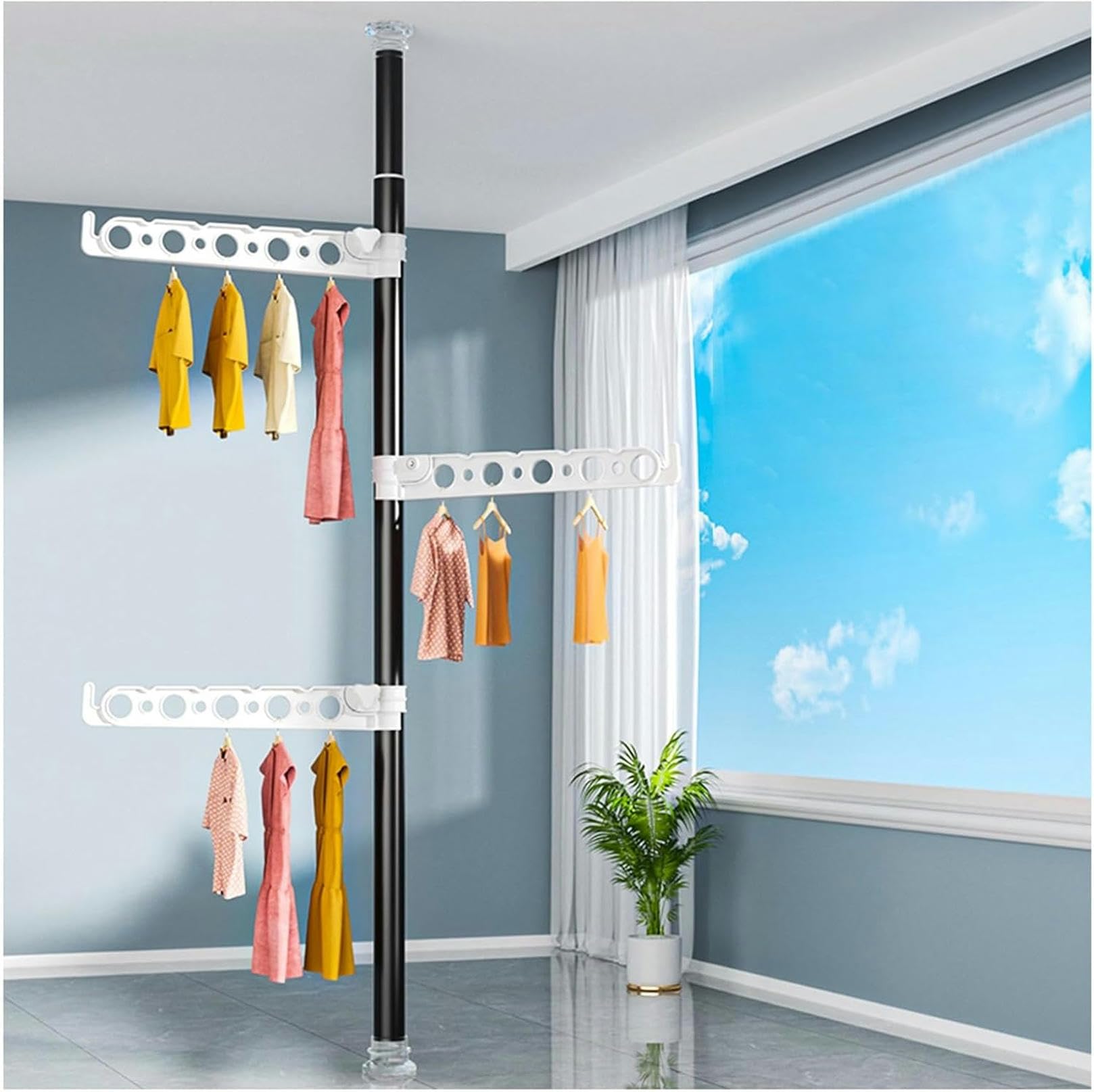 Porte-manteaux réglables du sol au plafond pour un rangement d'angle