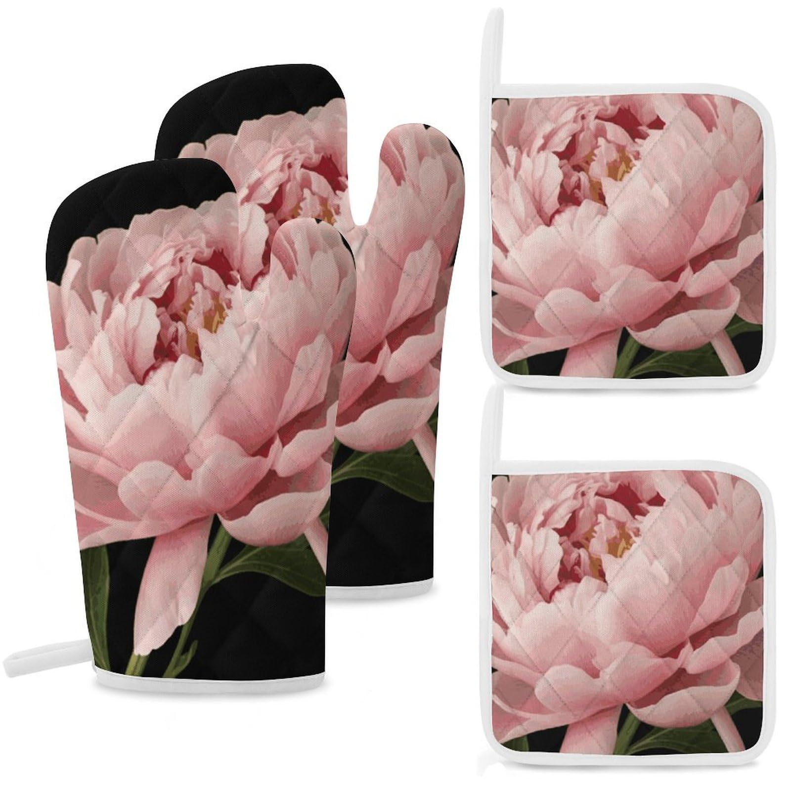 Gants de cuisine et maniques en coton premium isolant au design fleuri floral
