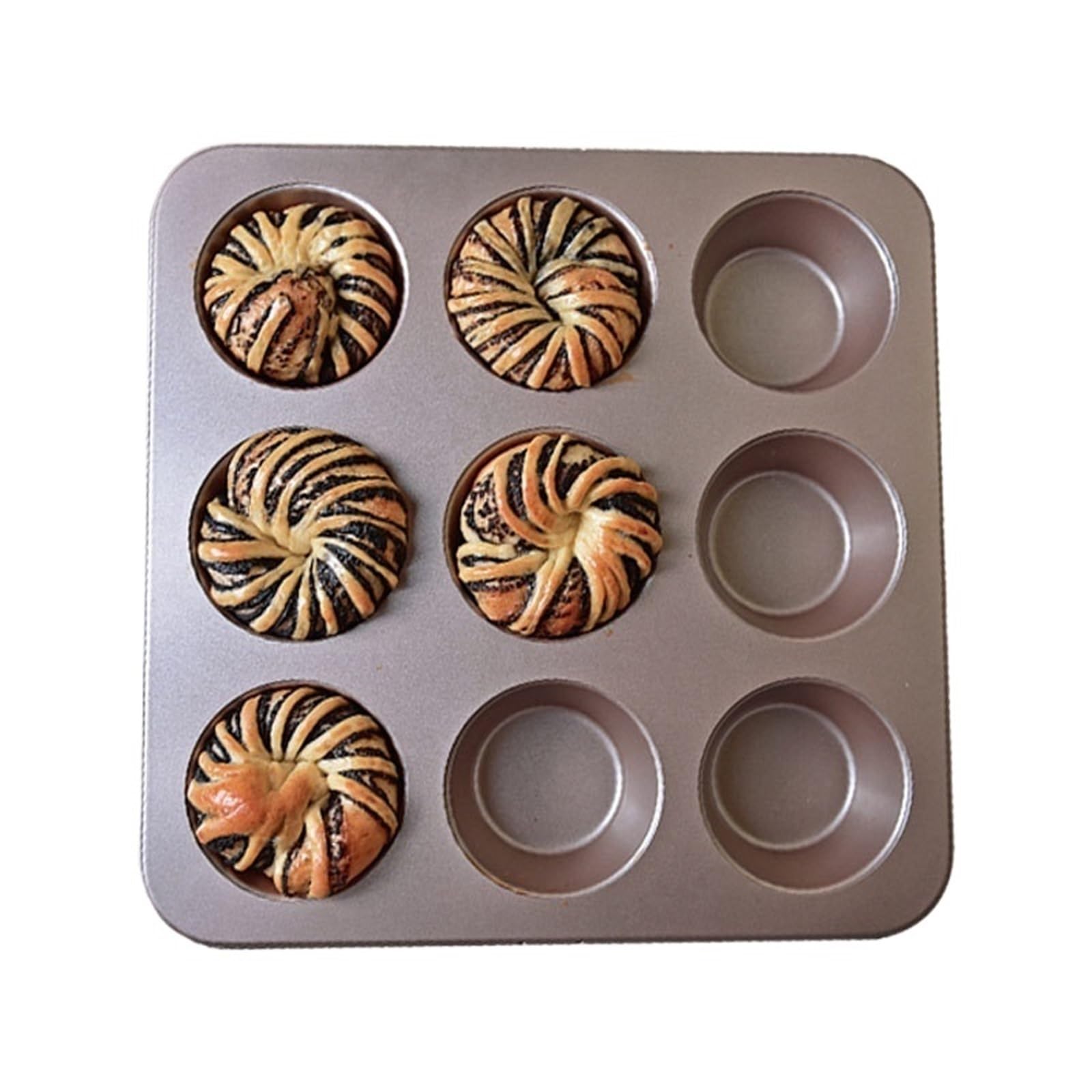 Cuadrado Molde Magdalenas Horno De 9 Cavidades Bandeja Para Hornear Brownie En Casa Moldes Metálicos De Acero Al Carbono Muffin Tray Recipiente Antiadherente(B)