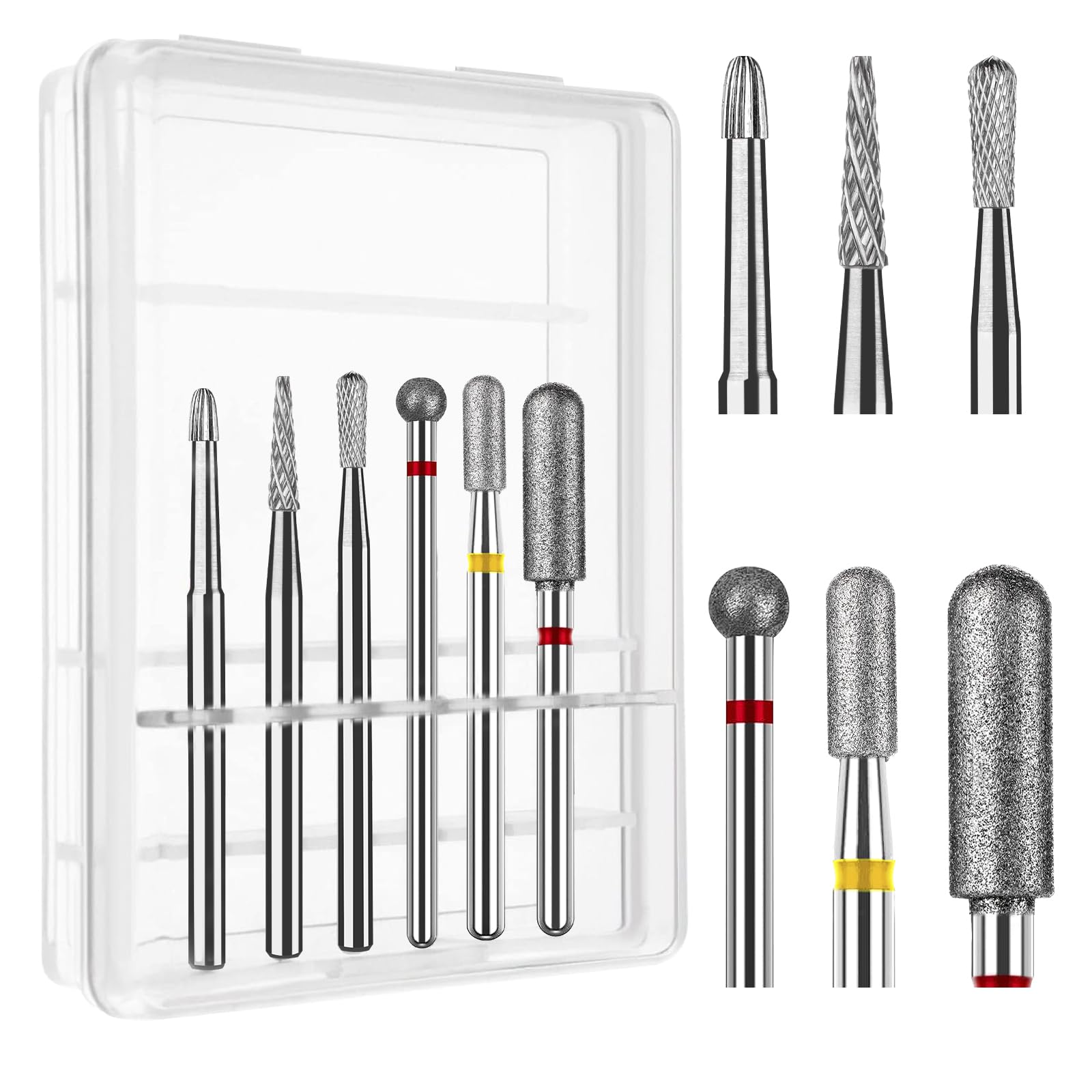 BQAN 6Pcs Nail Drill Bits for Cuticle Clean 3/32'', Safety Carbide Drill Bit for Remove Cuticle Dead Skin Cleaner Nail Prepare, Nail Supplies for Nail Techs