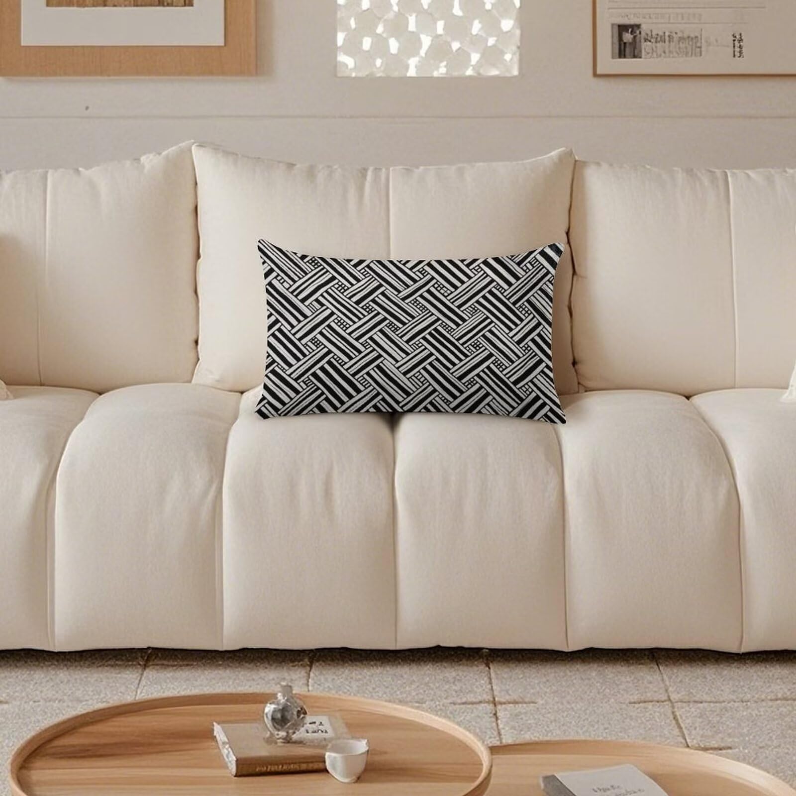 2et Set Kissenbezug 40x70 cm Outdoor Kissen Schwarz Wasserdichte Sofakissen Zierkissen Dekokissen Wasserfest Kissenbezüge Weiß CouchKissen Kissenhüllen Pillow Case für Garten Sofa Outdoor (XY357)