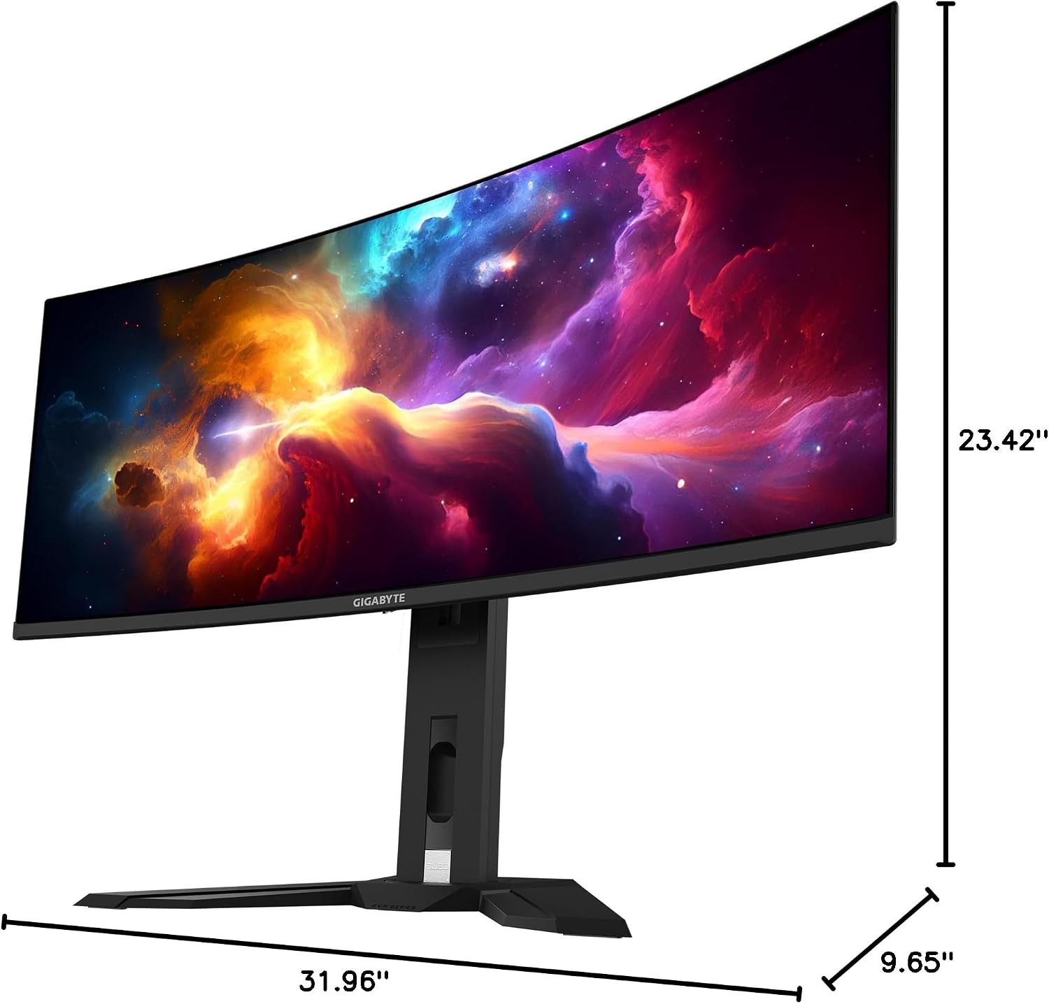 GIGABYTE MO34WQC2 monitor dimensions diagram