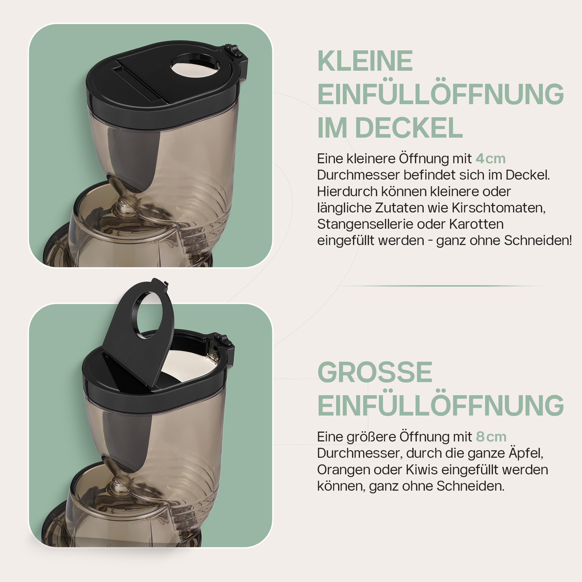 4Swiss Entsafter Saftpresse Elektrisch für Gemüse Obst Slow Juicer Machine mit Einfüllschacht - Kaltentsafter Fruchtpresse Presse Große Saftmaschine XL Leicht zu Reinigen Obstpresse - BM202 Schwarz