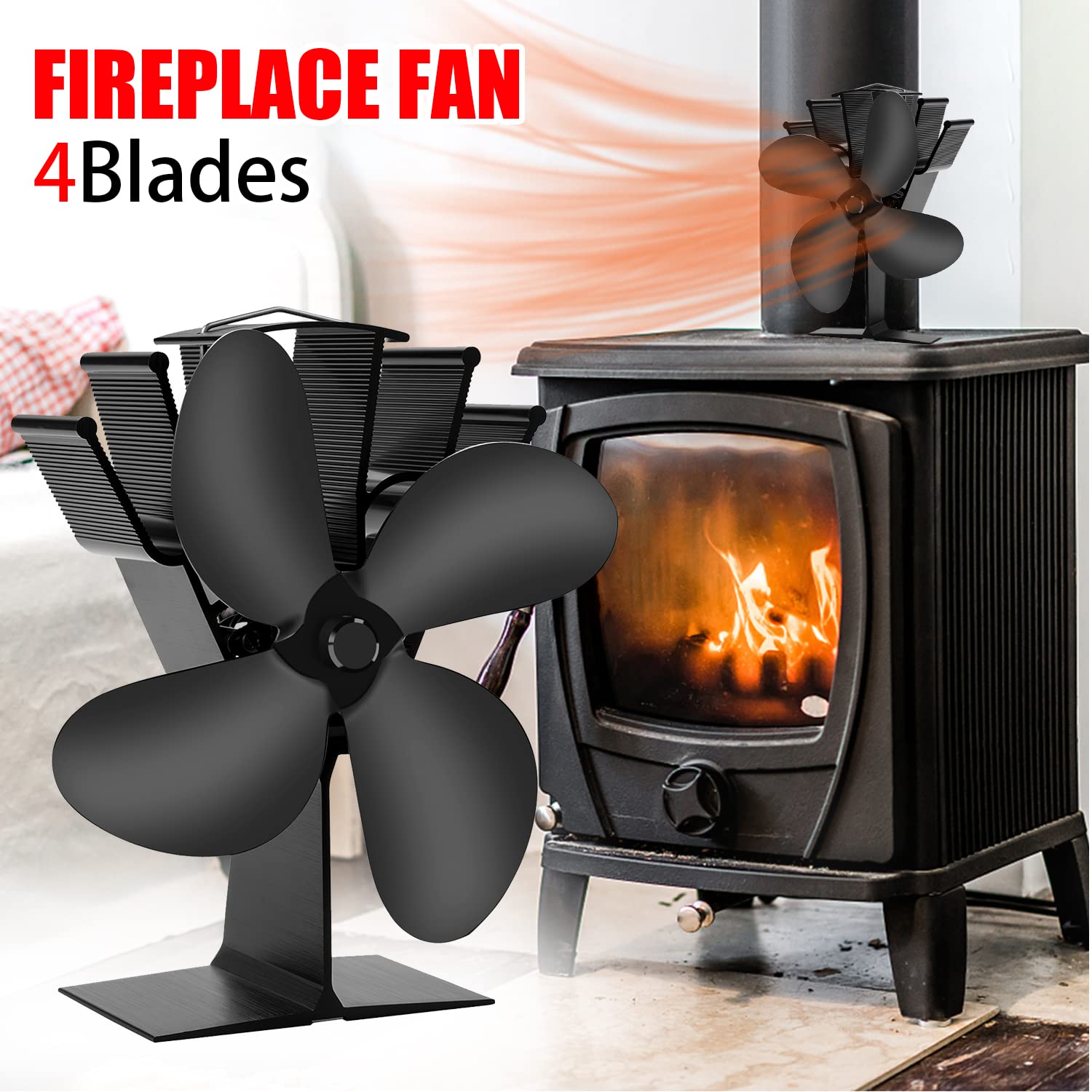COMBIUBIU 4 Blades Stove Fan, Log Burner Fan for Wood Burning Stove Fan  Heat Powered Fan Eco Friendly Circulation for Wood/Log Burner/Fireplace :  Amazon.co.uk: DIY u0026 Tools