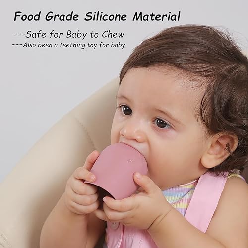 Miniatura 10 de Seposeve Vasos de silicona para bebés de 6 a 12 meses, 12 a 24 meses, paquete de 2 pequeños vasos de silicona de entrenamiento abierto para bebés y