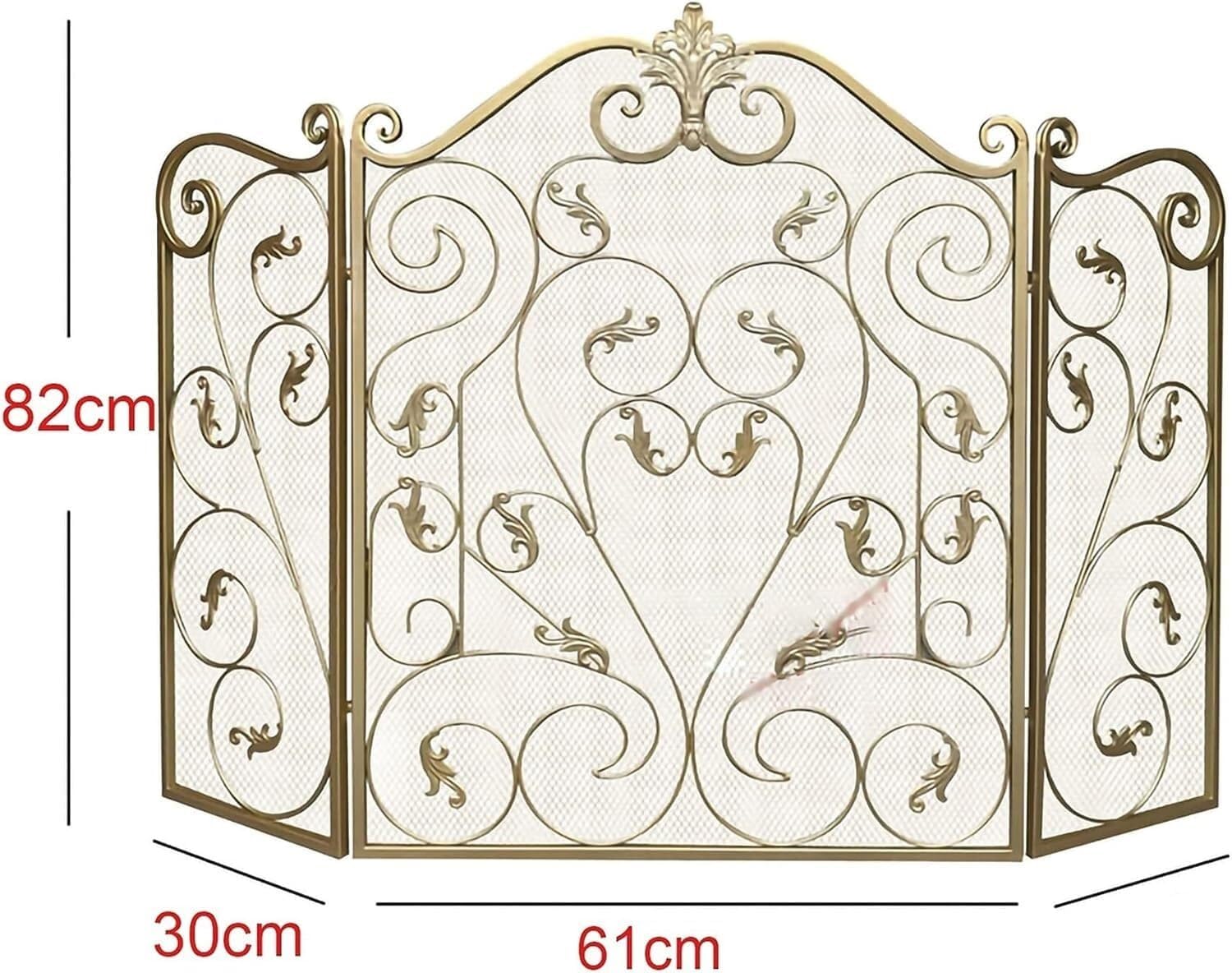 Fireproof 3-Panel Foldable Screen, Fireplace Barrier for Baby & Pet Safety, Independent Protective Fence, Gold Color (70x30.5x91.5cm) (Gold 61x30x82cm)