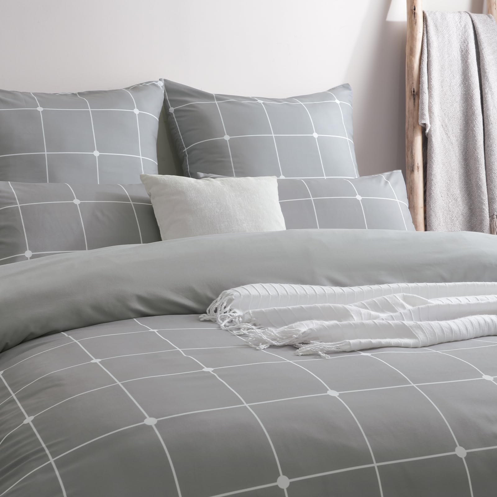 PHF, biancheria da letto 4 pezzi, copripiumino 135 x 200 cm, morbida e non necessita di stiratura, 2 x 135 x 200 cm, con 2 federe 80 x 80 cm, set di biancheria da letto spazzolata con chiusura lampo