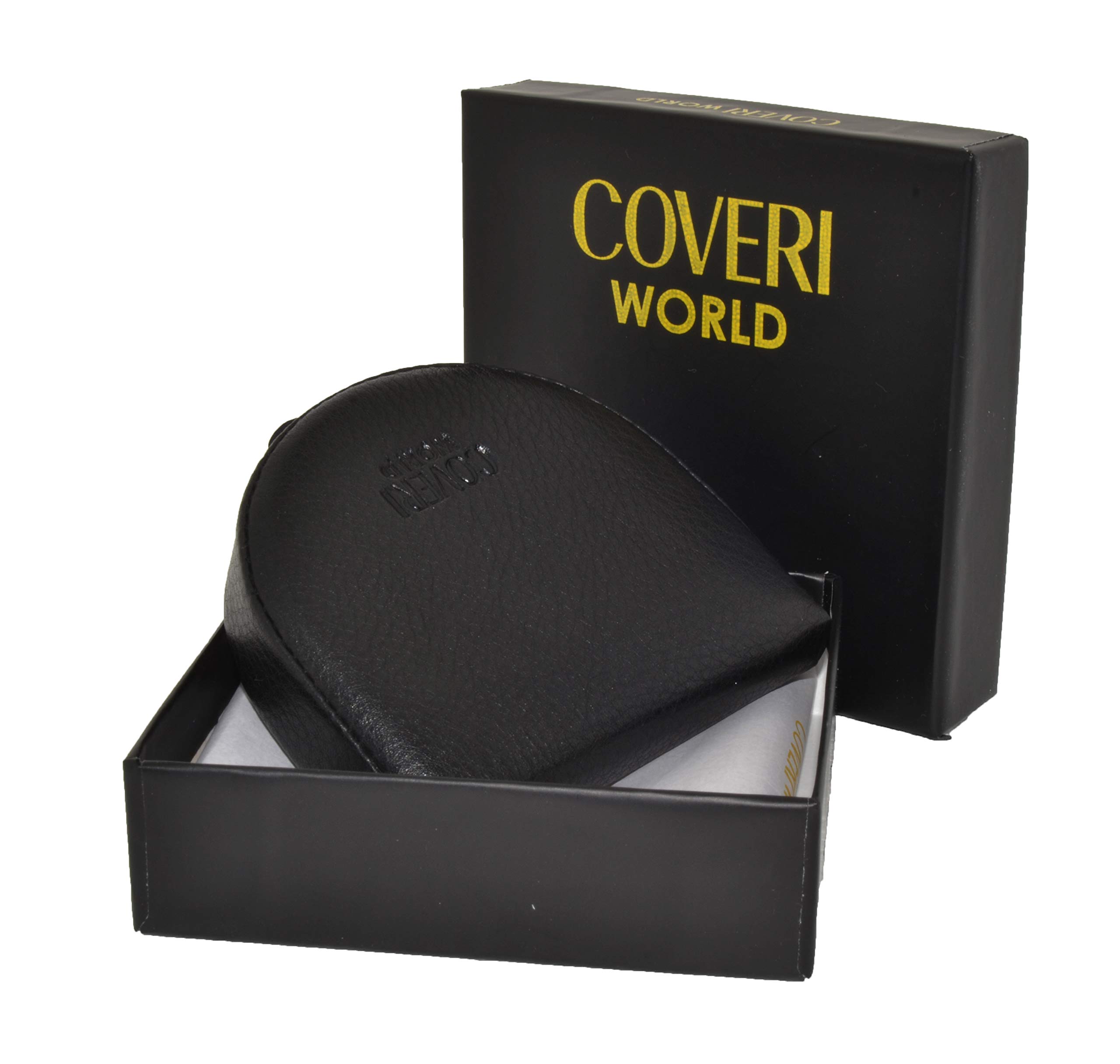 Coveri, Porte-Monnaie à Talon, Porte-Euros, pour Homme, Cuir véritable Noir -