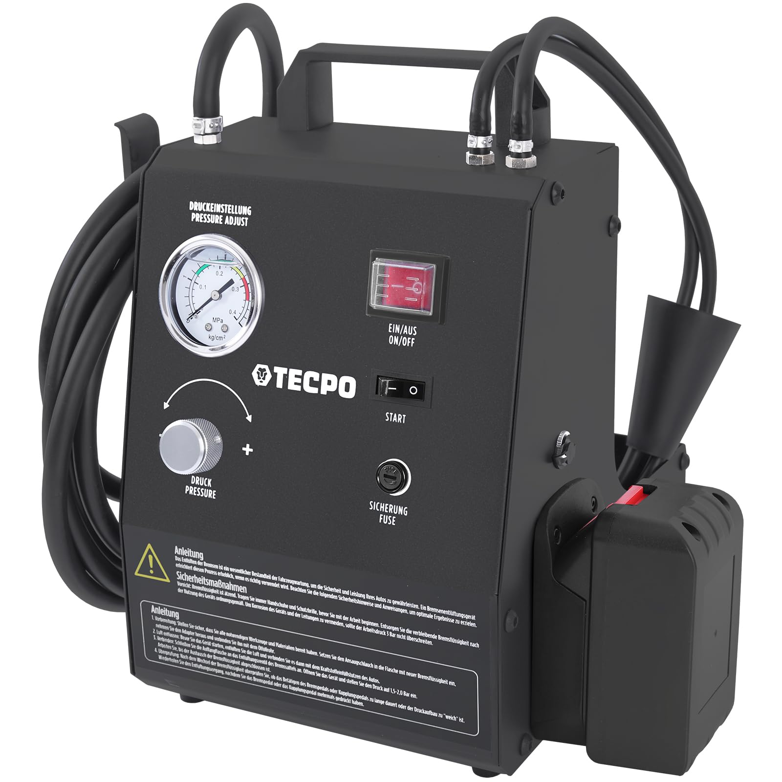 TECPO Elektrisches Bremsenentlüftungsgerät Set Bremsenentlüfter Bremsen entlüften Bremsflüssigkeit Wechsel Satz