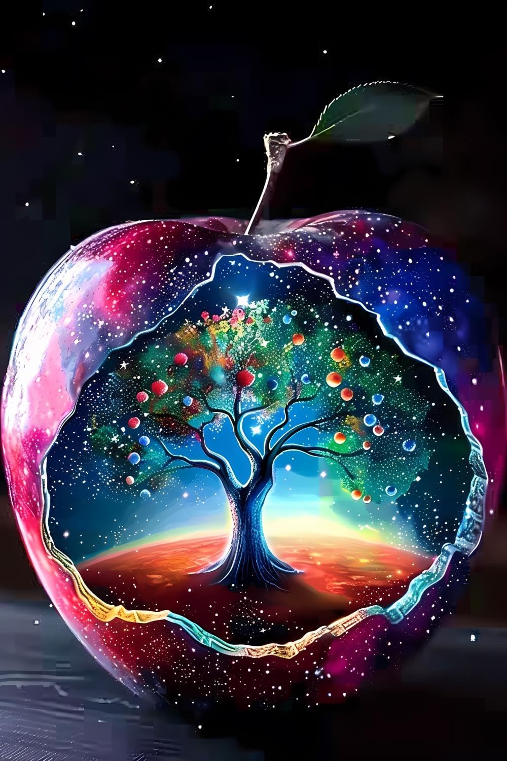 CUEAEAD Diamond Painting Kits for Adults The Whimsical Apple Apple 5D DIY Diamond Art Kits Full Drill Diamond for Gift Wall Decor and Relaxation Gem Arts 12x18 inch