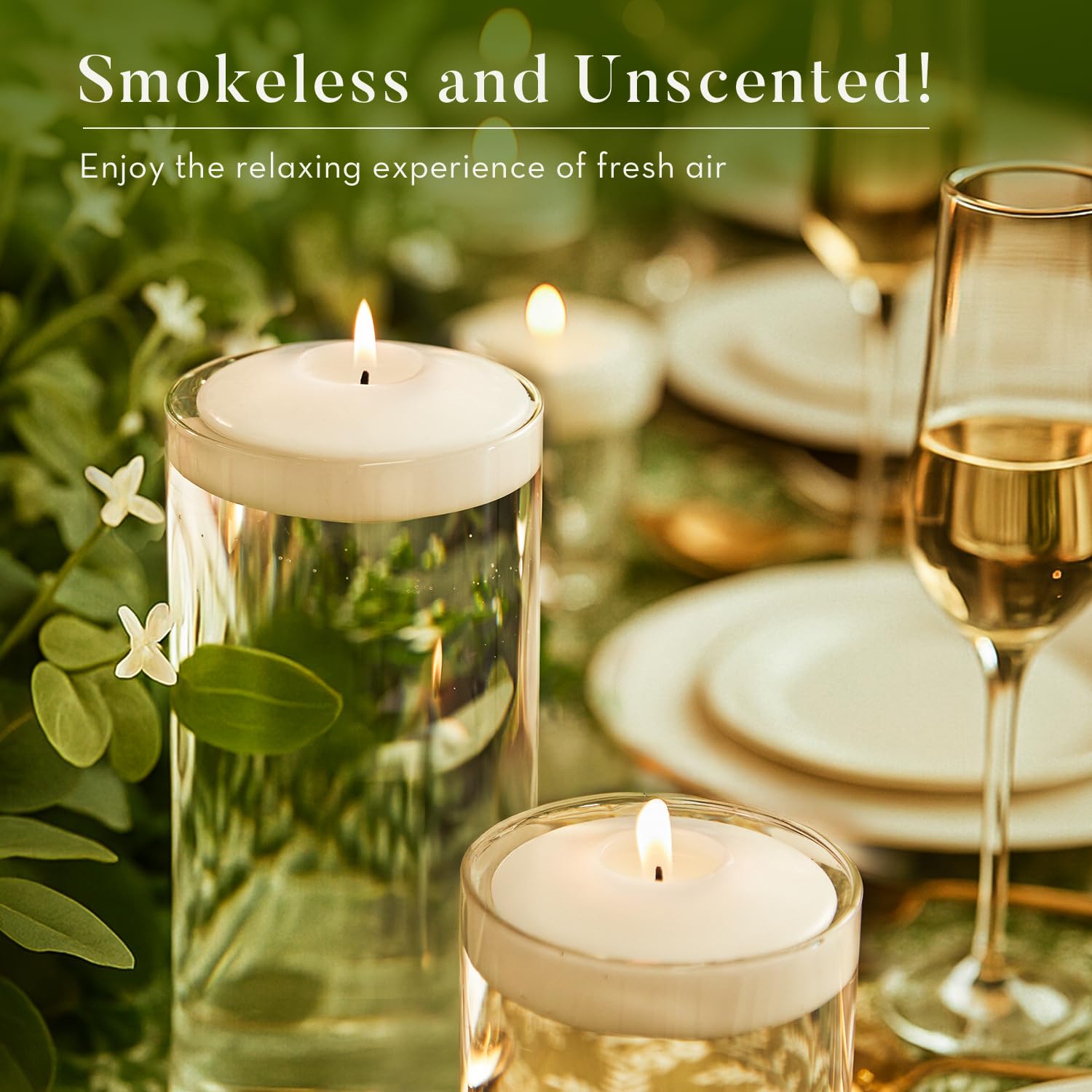 Amazon.co.jp: Ashlux ホワイトフローティングキャンドル 3インチ、48