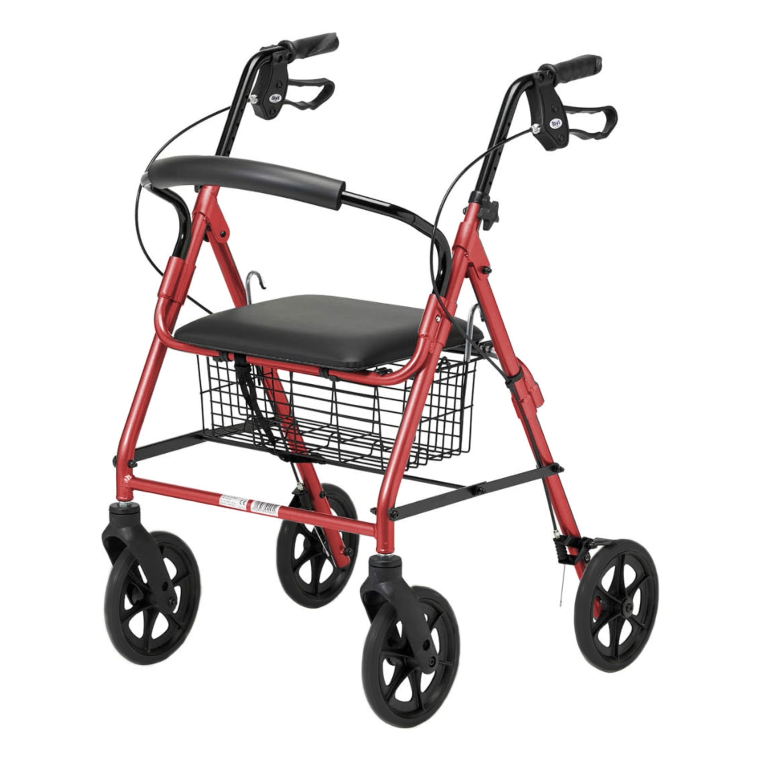 Patterson Medical - Andador con frenos y 4 ruedas, color rojo