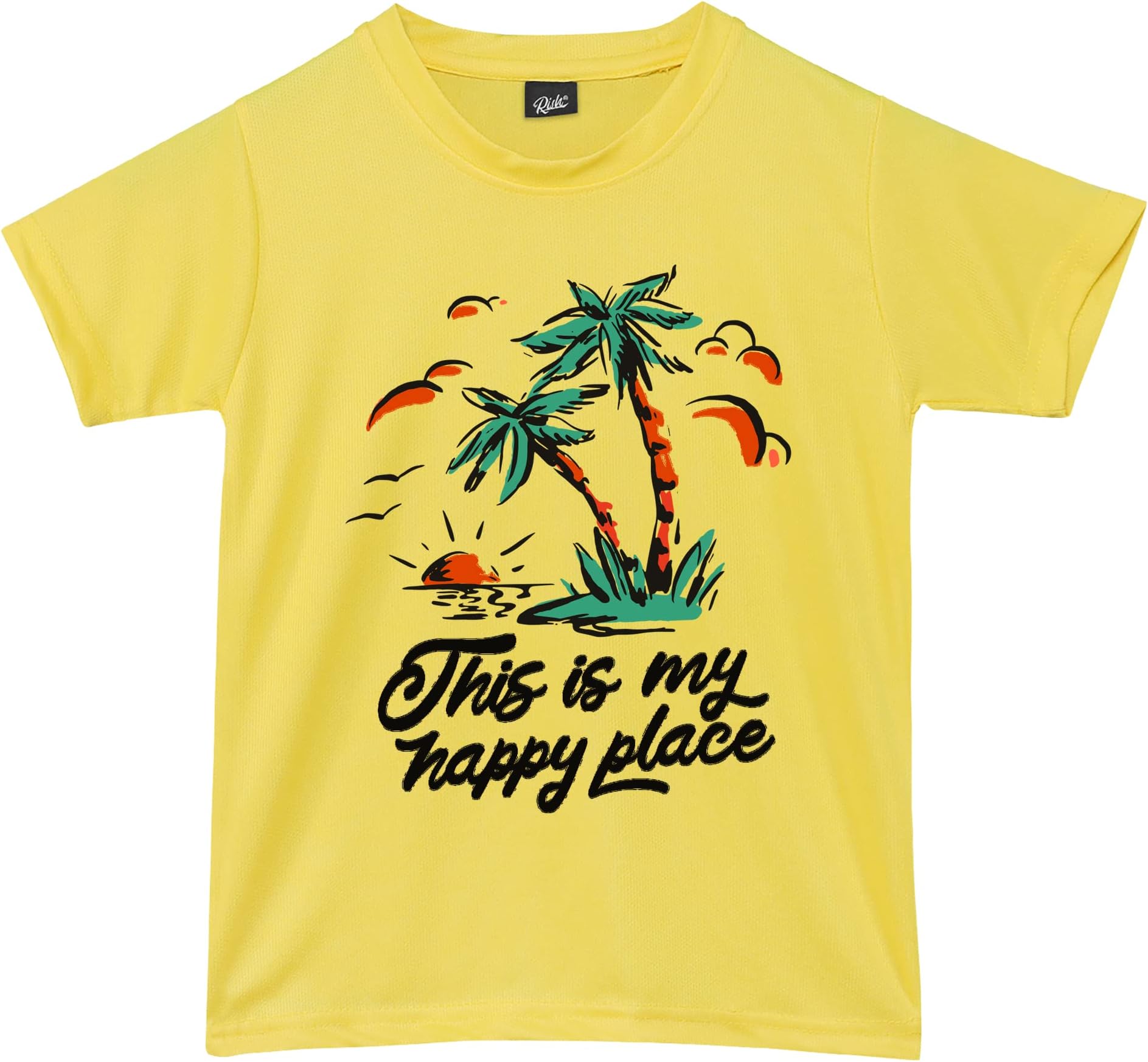 RISHTshirt for Boys and Kids | Super Soft Quick Dry Fit Fabric Beach Island Happy Place Printed Casuals