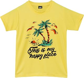 RISH Tshirt for Boys and Kids | Super Soft Quick Dry Fit Fabric Beach Island Happy Place Printed Casuals Price In India