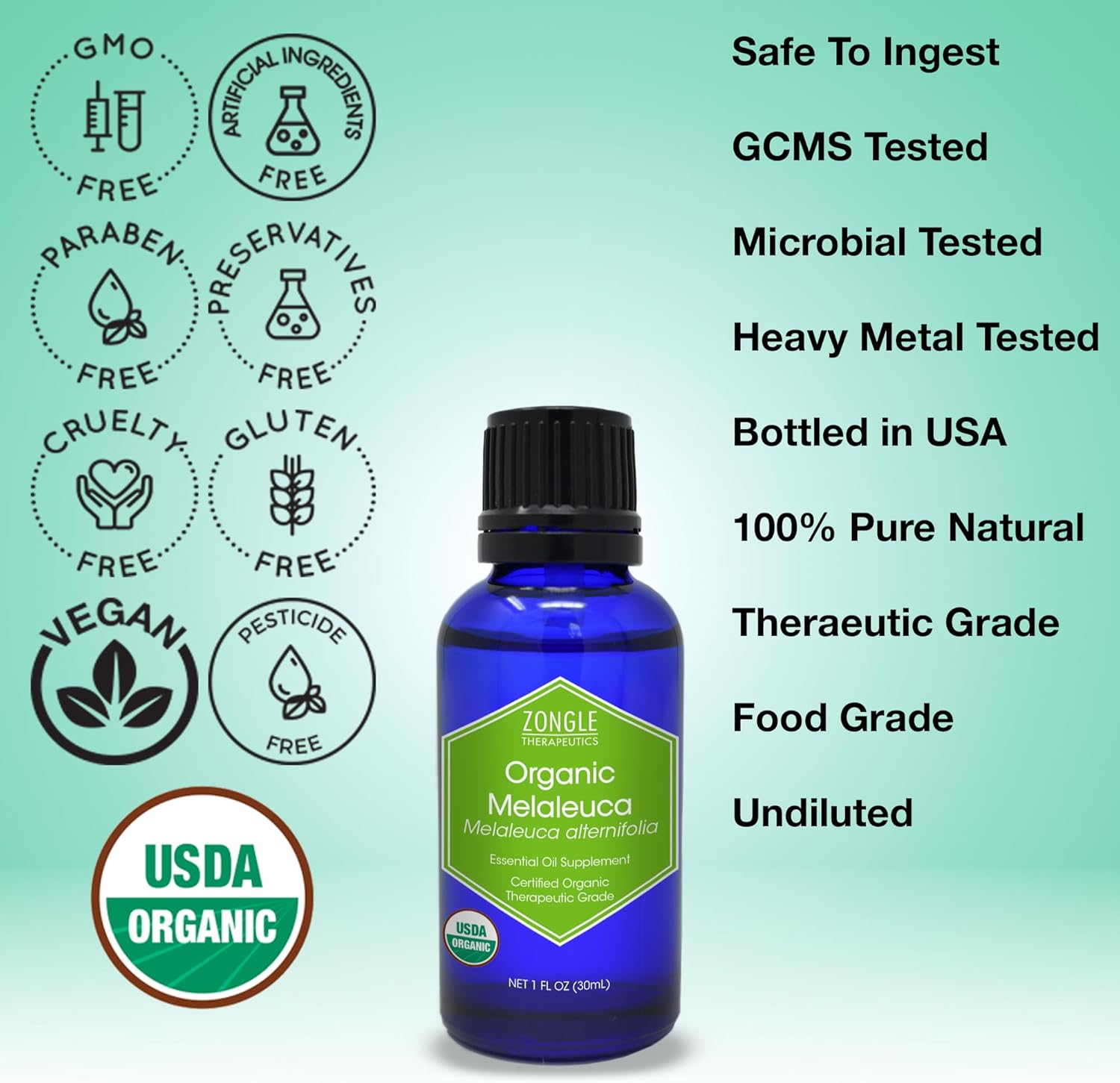 Organic, Tea Tree, Melaleuca, Oil, Food Grade – 100% Pure, Tea Tree Essential Oil, by Zongle Therapeutics, 1 OZ - Image 3