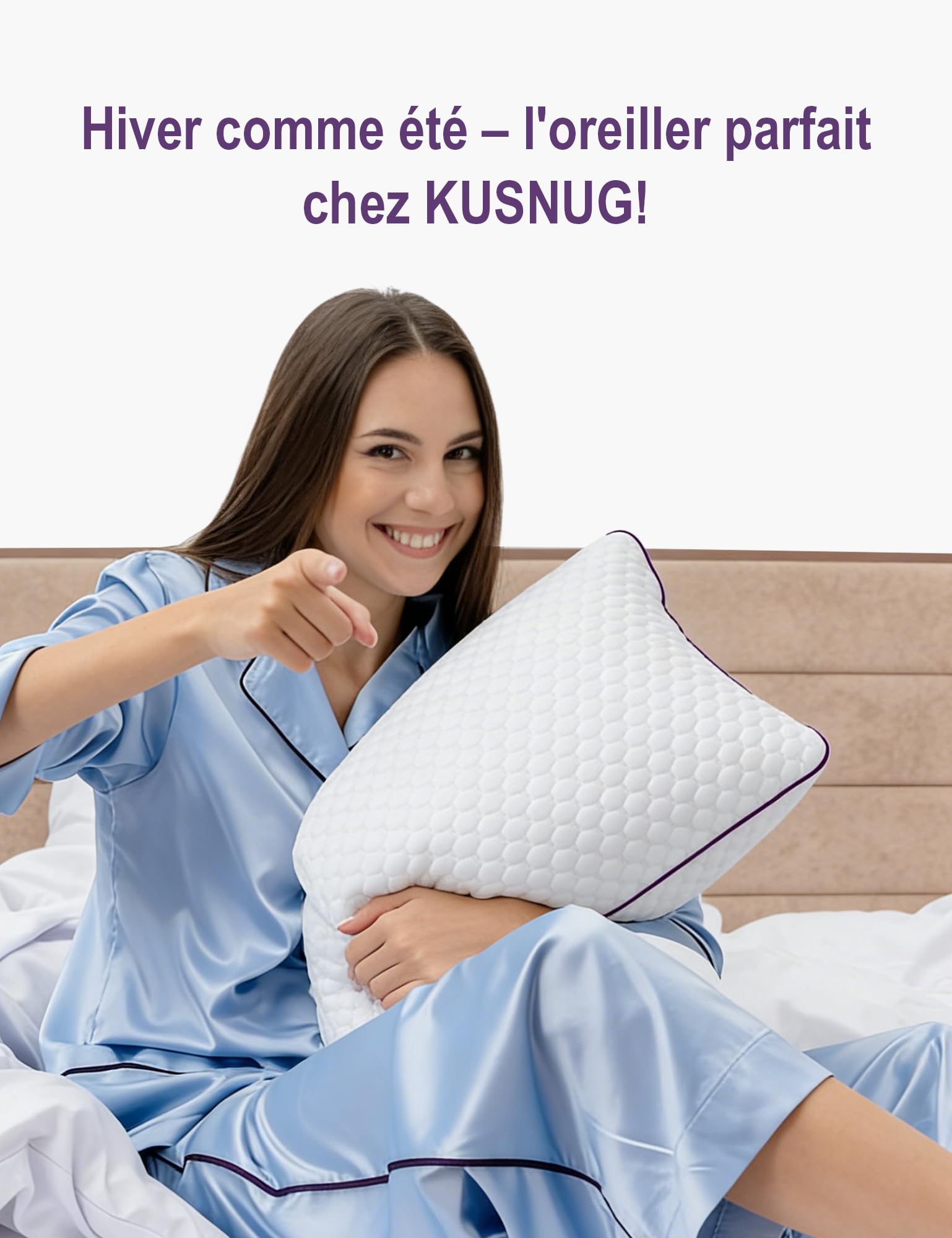 Oreiller 50 × 70 cm Lot de 1– Oreiller Mousse à Mémoire de Forme | Ergonomique Réglable en Hauteur avec Fermeture à Glissière, Une Utilisation Toute I‘année