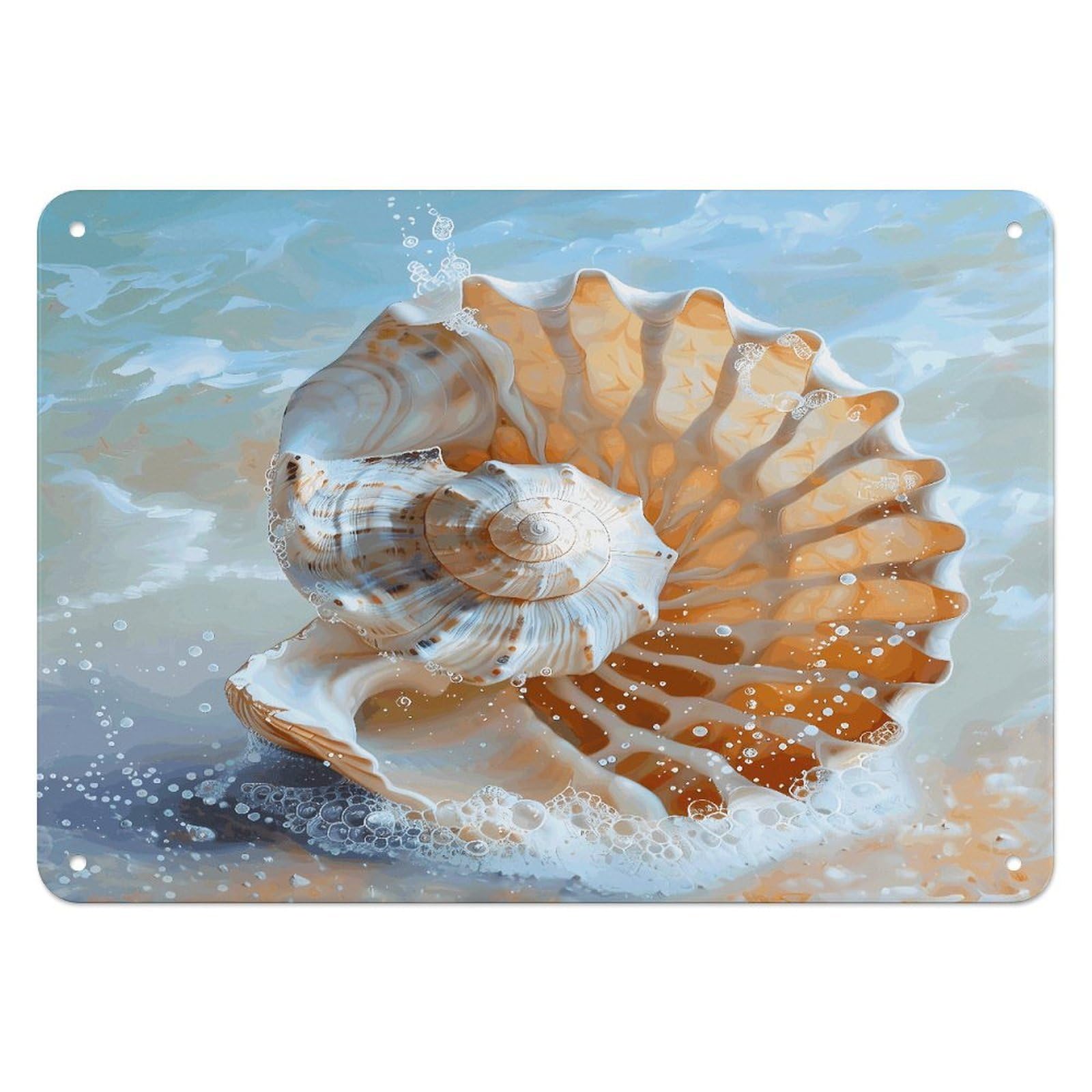 Fekiloot Style Ocean Seashell Wall Decor Iron Painting Metal Sign