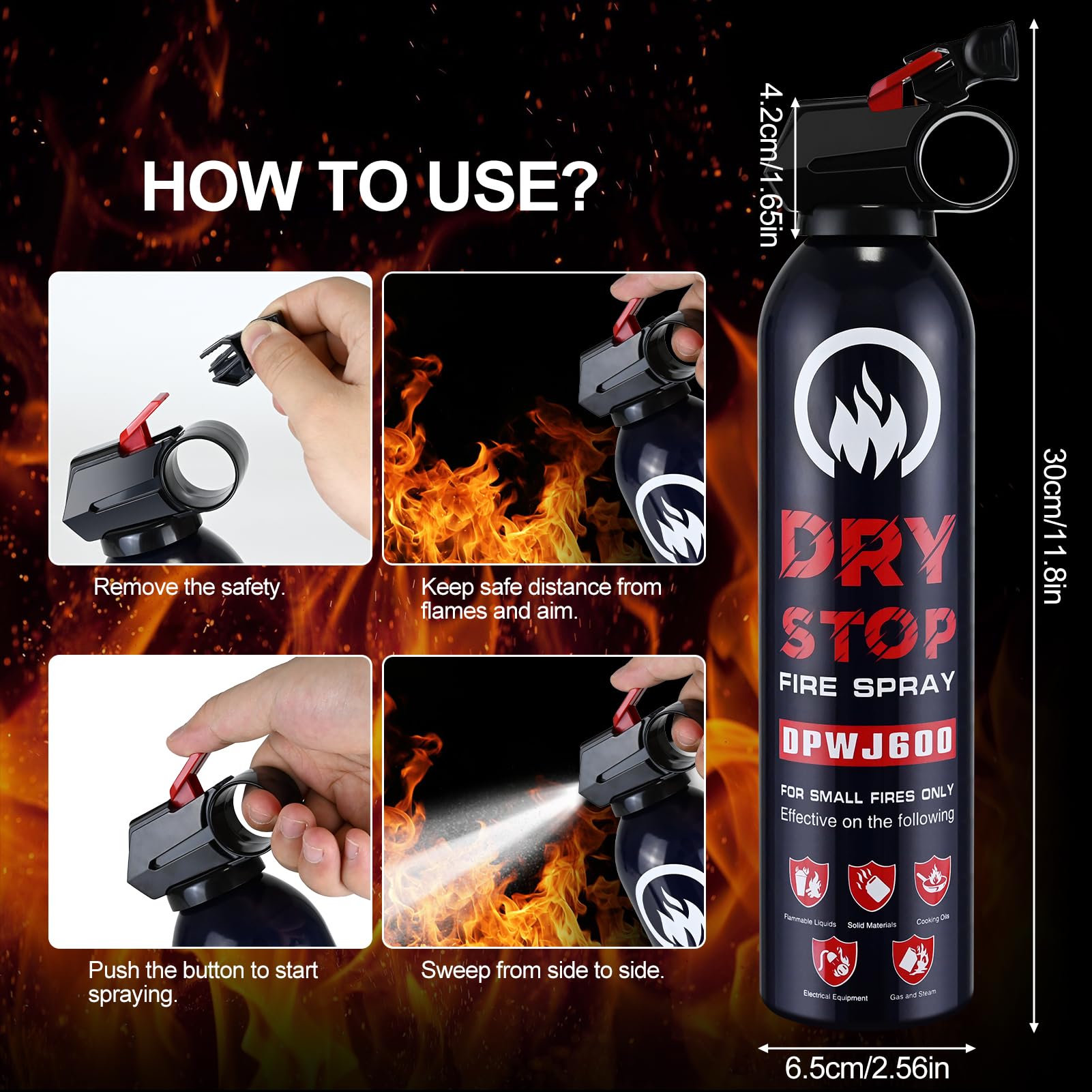 2Pack Dry Stop Fire Spray for Home - Auto Fire Extinguisher for Truck Vehicle, 600g Dry Chemical Powder A B C Fire Extinguisher for Kitchen, Car, Boat, Marine, Portable Use (2 Blue)