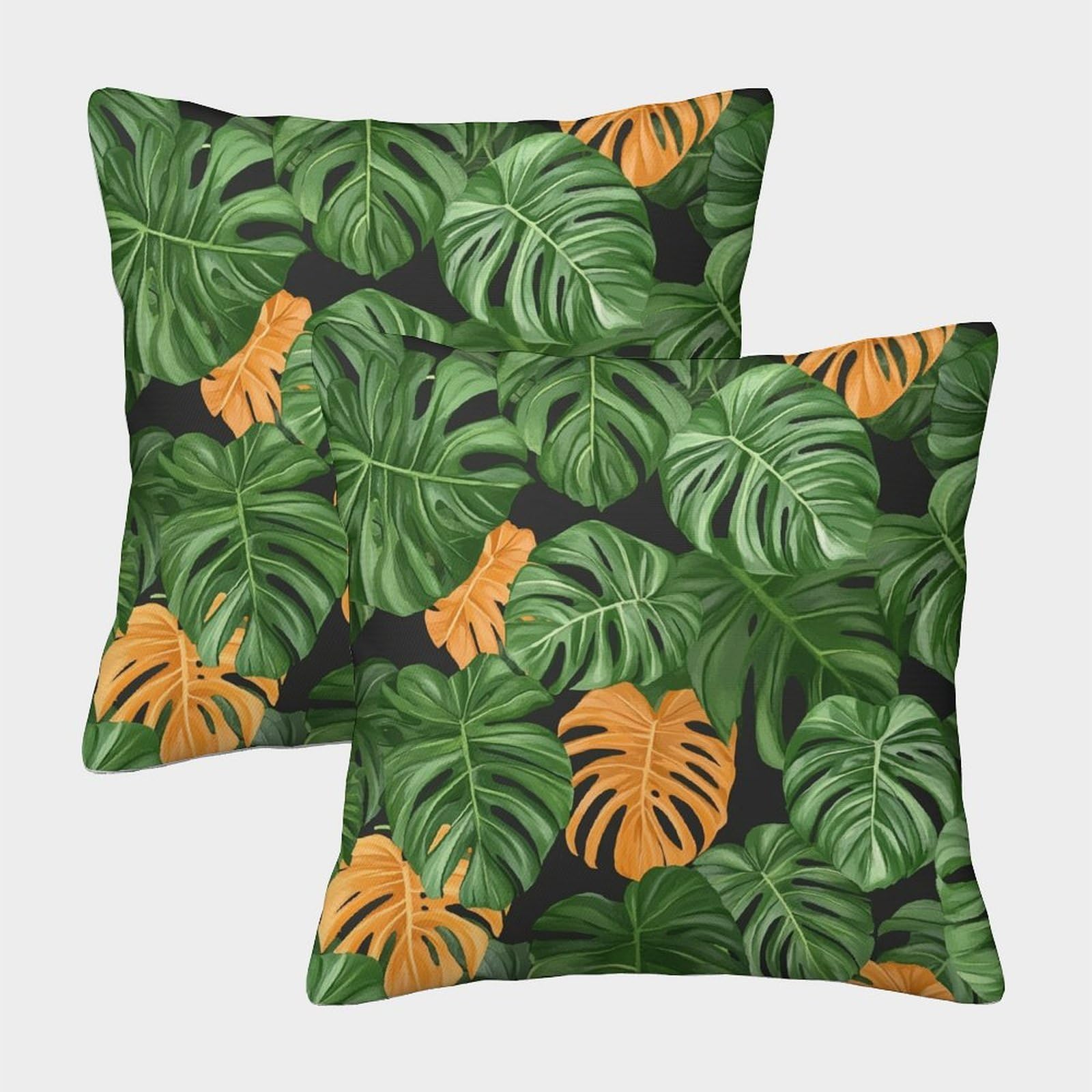 kaiyun 2 Pack Green Monstera Leaves - Digital Art Pillowcase 45x45cm, Cushion Cover,3D Digital Printing Bed Sofa Decorative