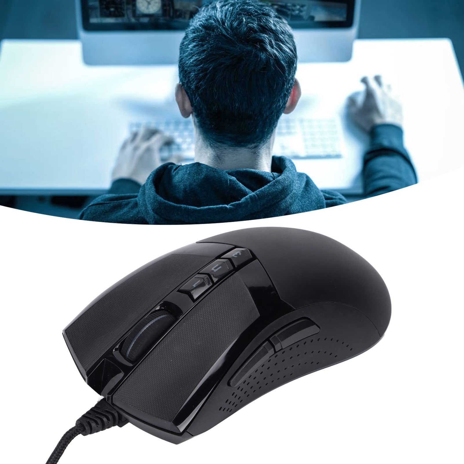 Mouse da Gioco con Cavo, Design Ergonomico RGB Regolabile da 10.000 DPI, per Ufficio, Casa, 1 unità