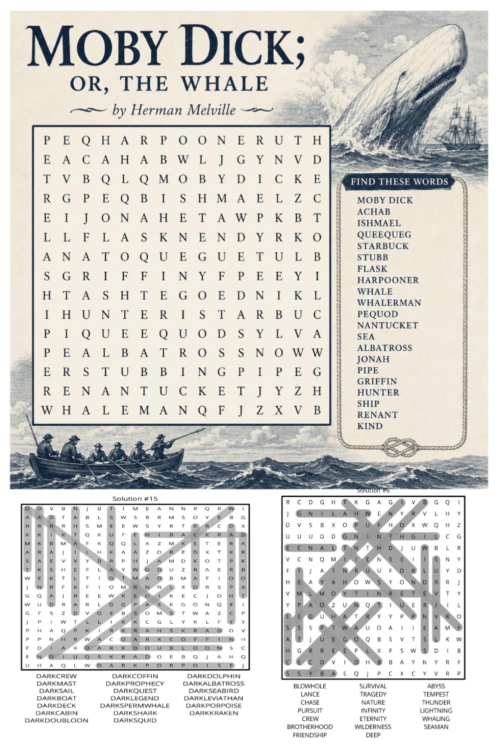 "Moby Dick; Or, The Whale" by Herman Melville WORD SEARCH
