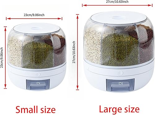 Miniatura 4 de Distribuidor giratorio de granos, contenedor grande de almacenamiento de arroz de 6 rejillas para almacenar arroz, frijoles y comida para gatos