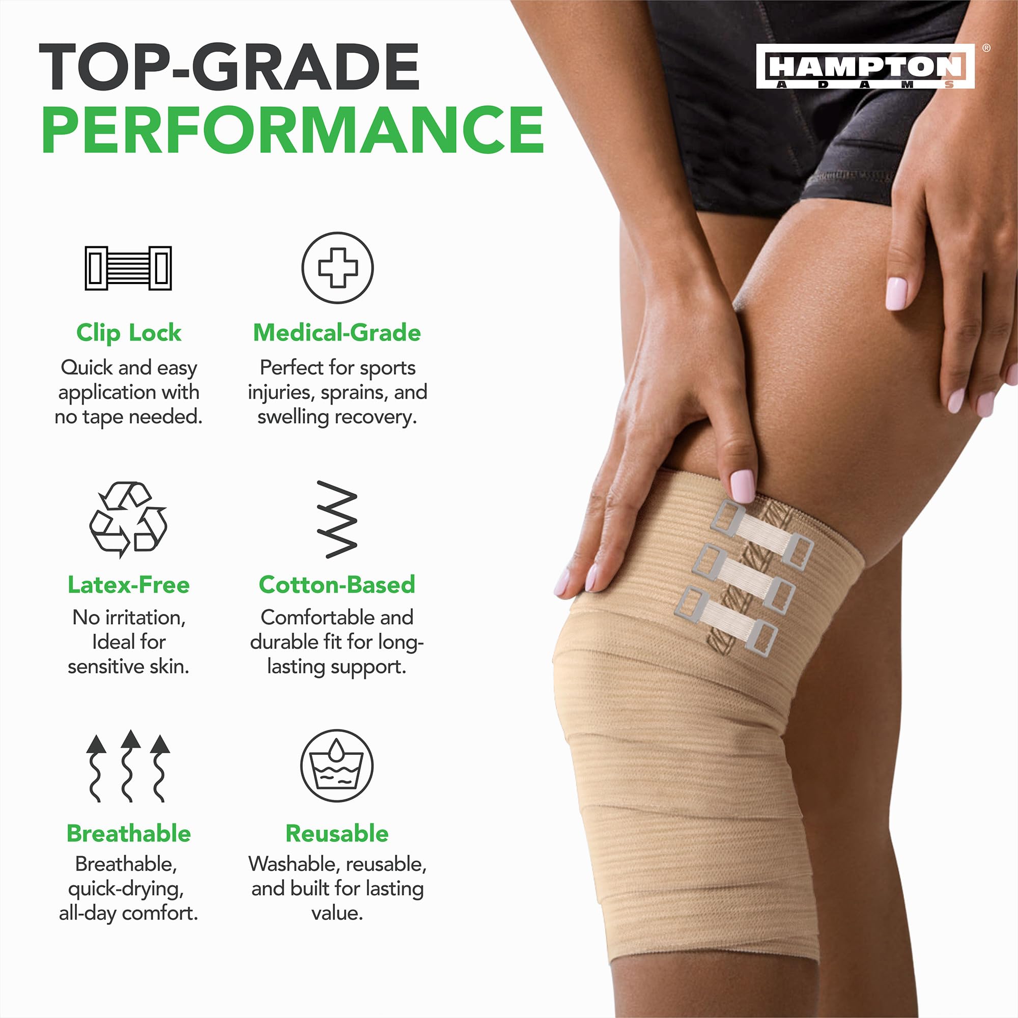Hampton Adams Elastic Bandage Wrap, Self Closing Compression Set — Amazon image 4