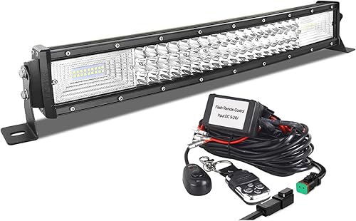 Miniatura 10 de AUXTINGS 42 inch Curved LED Light Bar with Remote Controller Wiring Harness,540W Triple Row Spot Flood Beam,Strobe Flash Work Light Driving