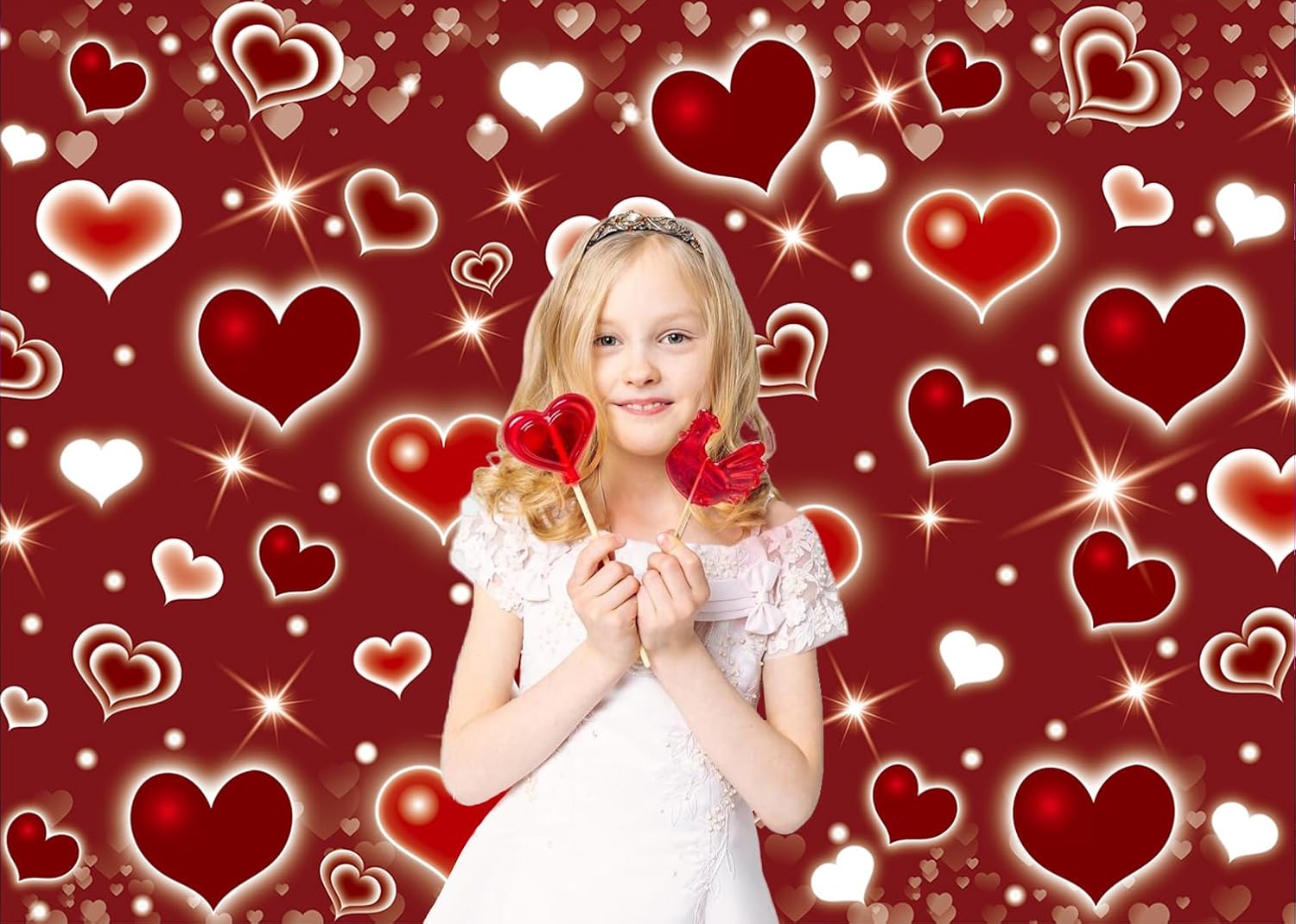 Red Heart Party Backdrop 8x6FT Valentine's Day Photography Background 90s Birthday Party Decoration Early 2000s Romantic Selfie Banner