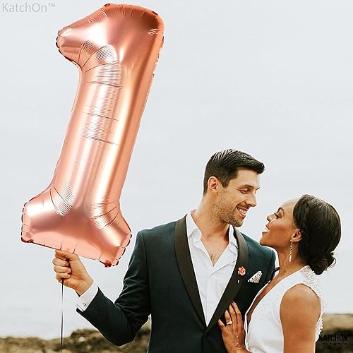 Miniatura 7 de Globo de oro rosa uno y 1 para el primer cumpleaños, 40 pulgadas, un globo de oro rosa para decoraciones de fiesta de cumpleaños de Sweet One, globo