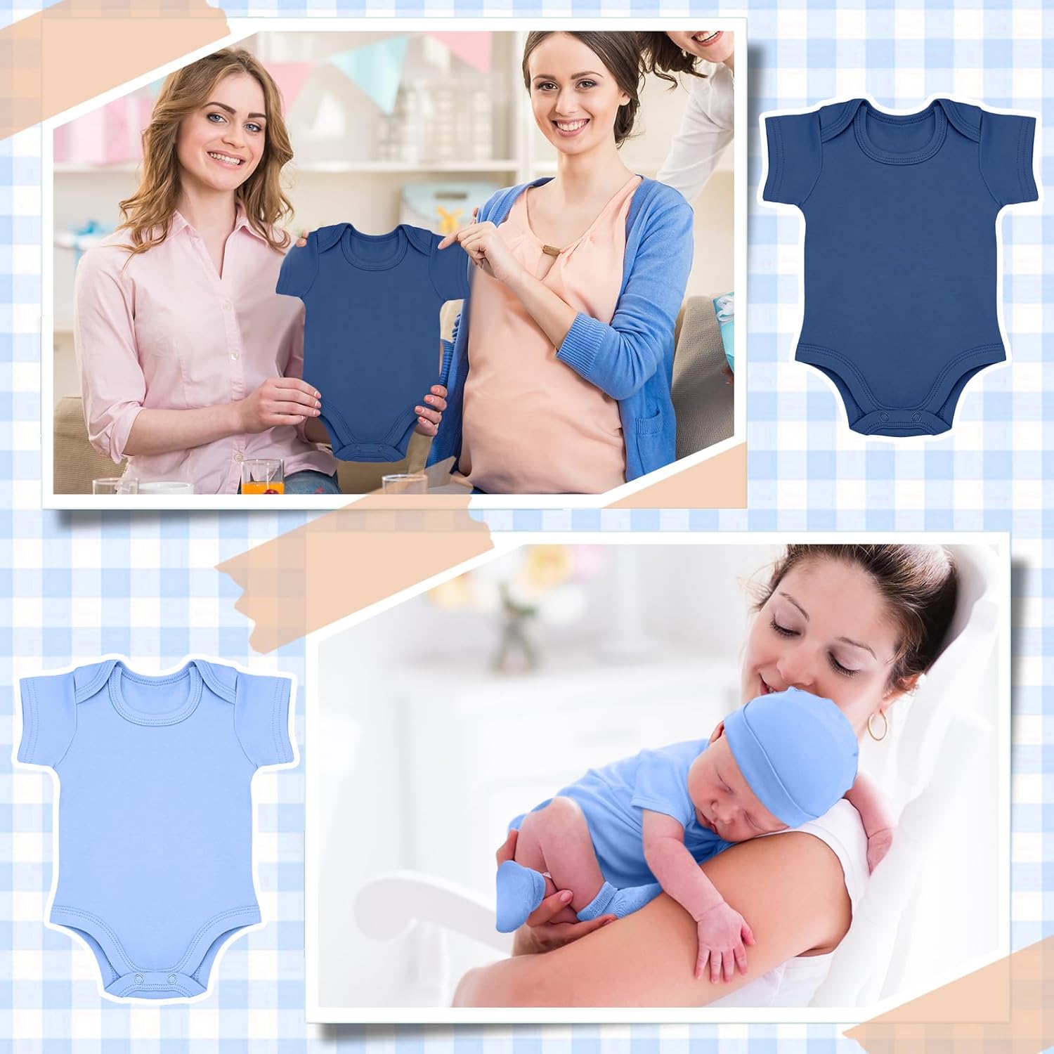 Glitopper 4 Pack Preemie Newborn Layette Set Baby Bodysuit Clothes Hat Bodysuit Socks Set for NICU Newborns