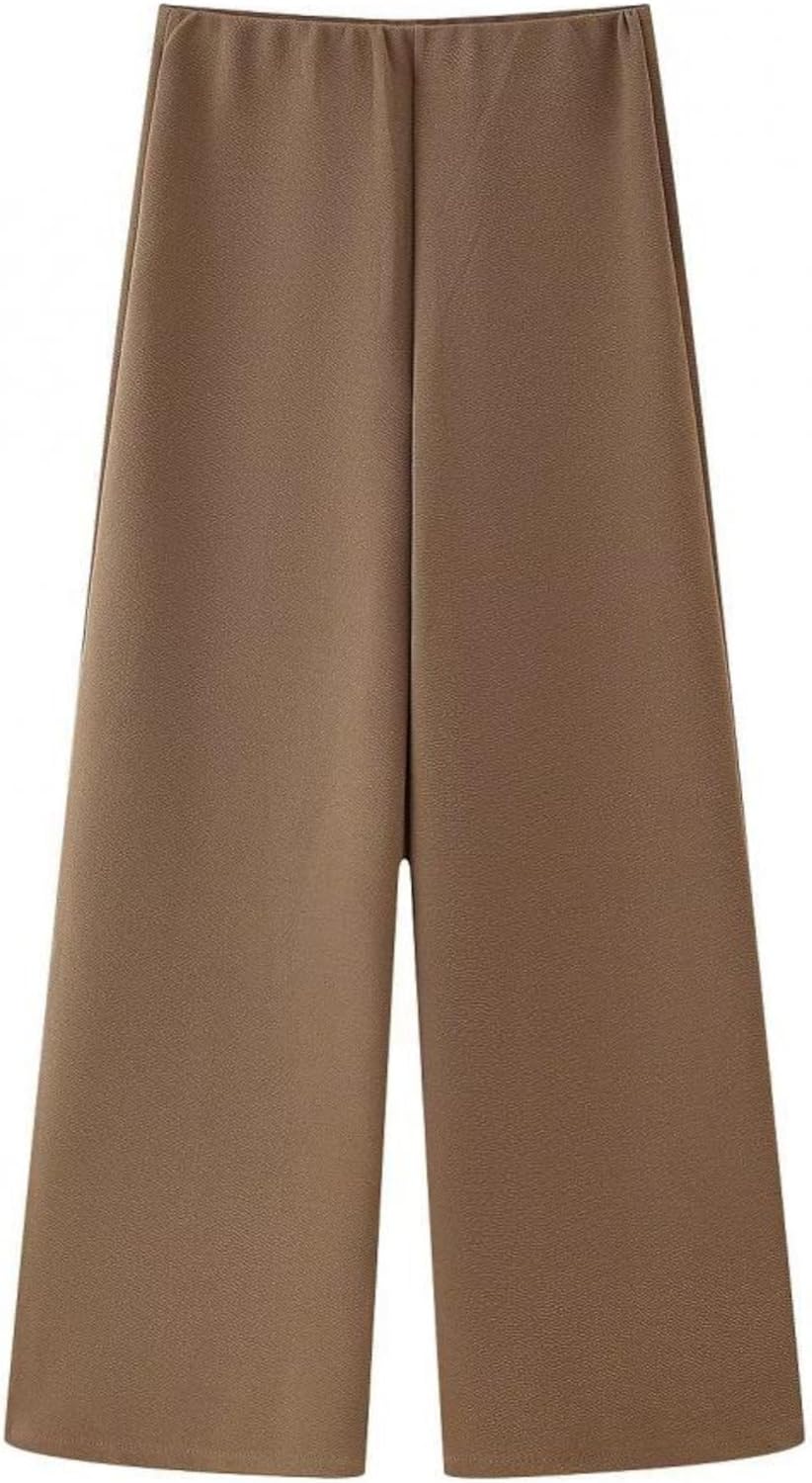 Womens Summer 2 Piece Outfits Sleeveless V Neck Criss Cross Top High Waist Wide Leg Pants Business Suits Sets
