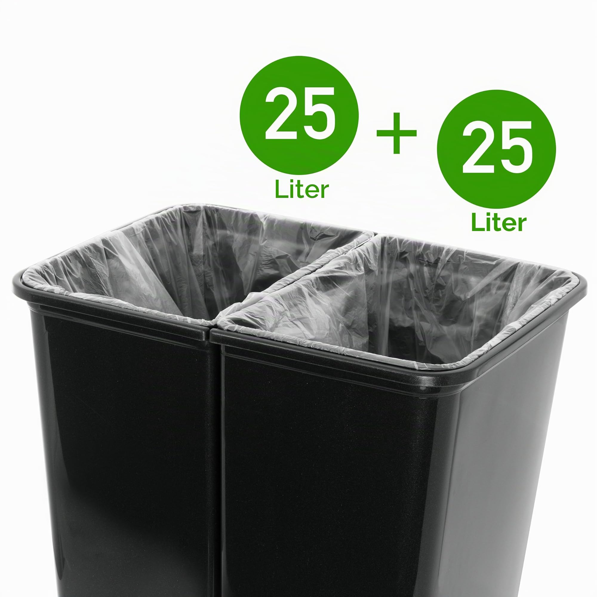 Grizzly Doppelmülleimer 2 x 25l Recycling - Abfallbehälter mit 2-fach Deckel - Anthrazit Metallic - Kunststoff - 50l Gesamtkapazität