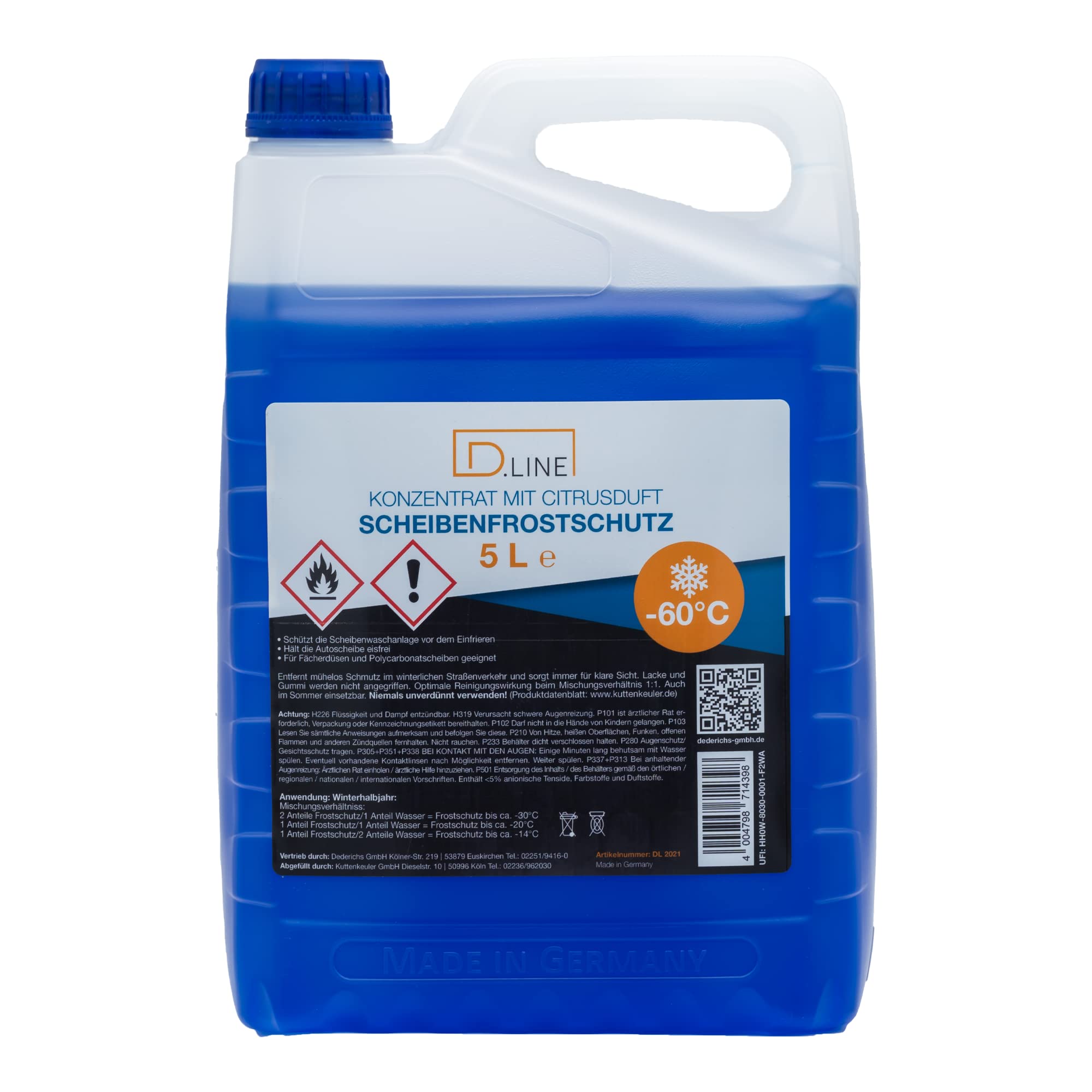 D.LINE Premium Scheibenfrostschutz Konzentrat, 4er | Citrusduft, -60°C