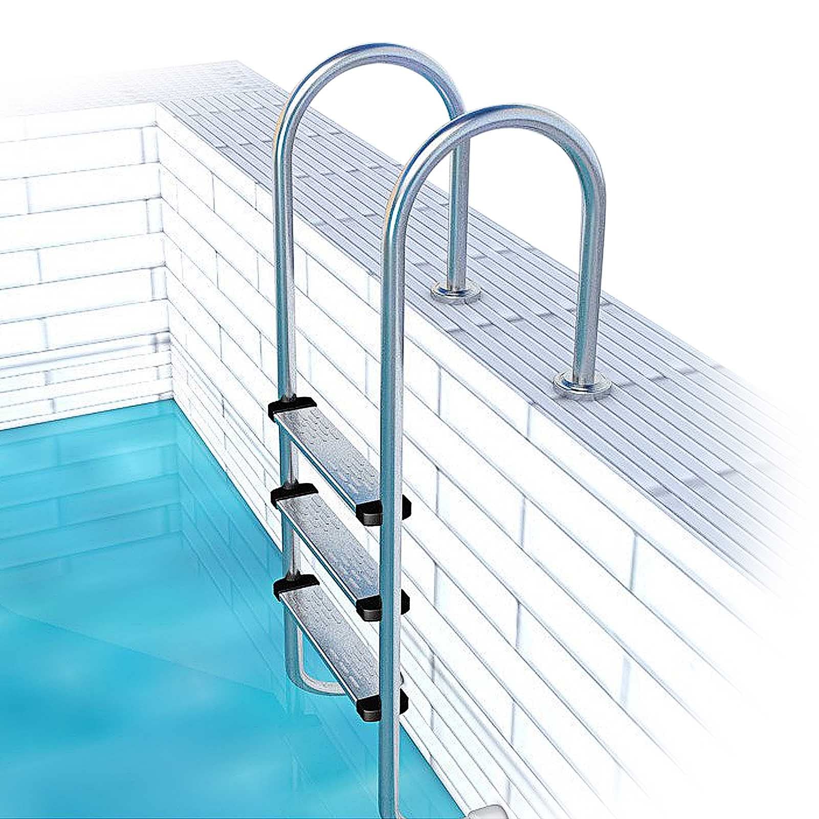 Échelle de piscine 3 étapes inox évite les glissades montage facile au sol