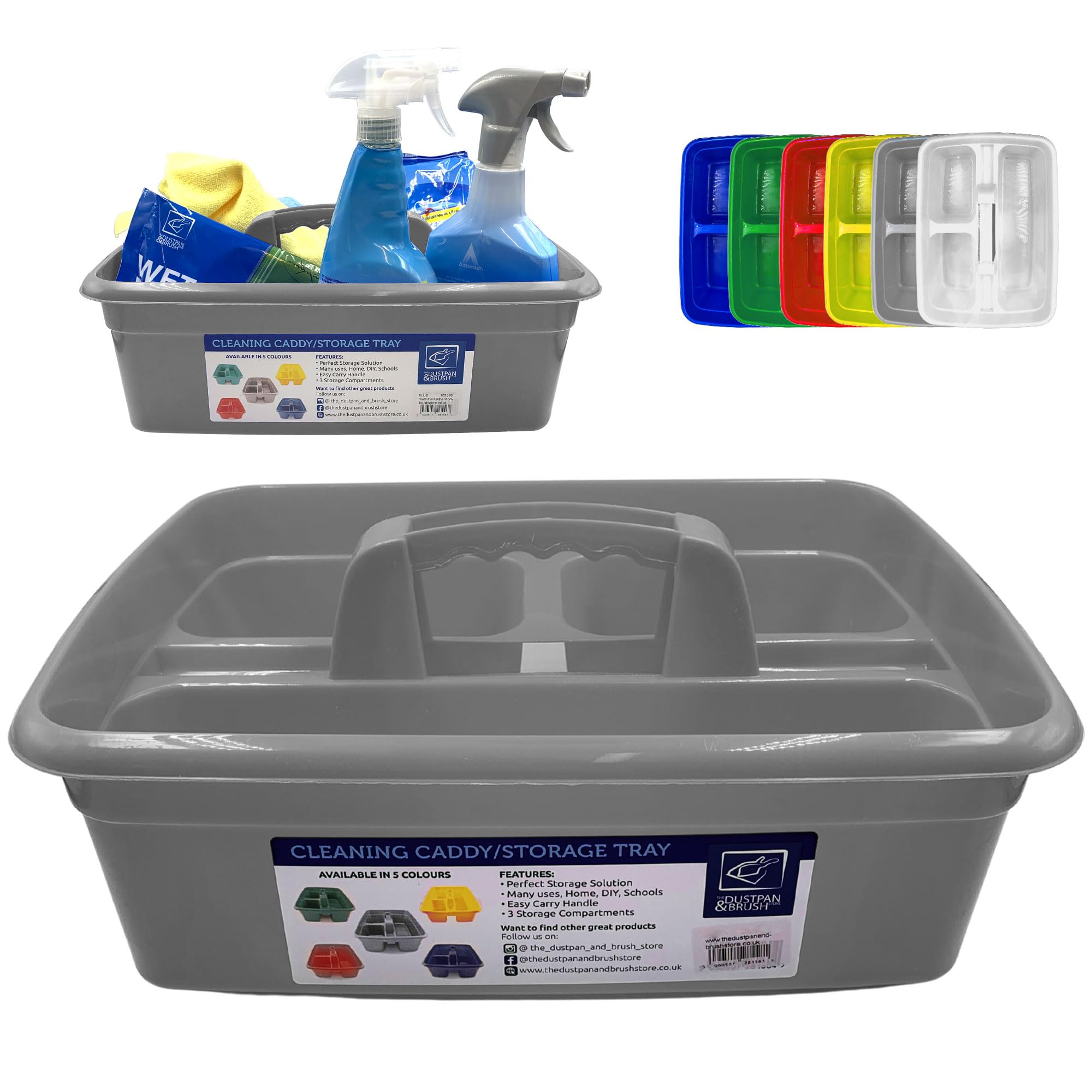 Cleaning Caddy with Handle Cleaners Caddy Organiser Carry Baskets for Cleaning Products (Silver)