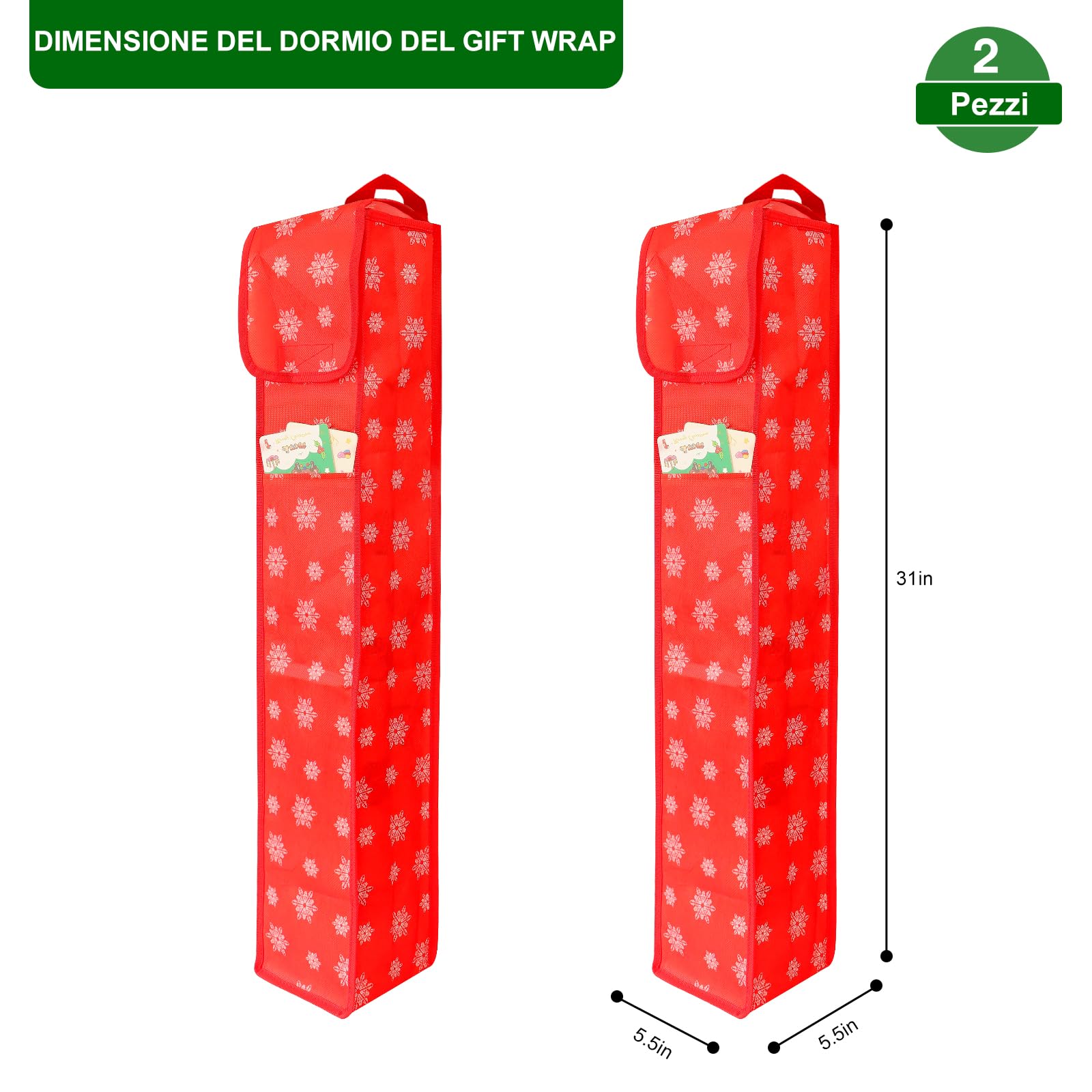 ZHSX Contenitore per Carta da Regalo, 2 Confezioni Porta Carta Regalo in Fibra, Organizzatore Dell'involucro del Regalo di Natale per Carta, Etichette, Fiocchi - 78 * 14 * 14cm