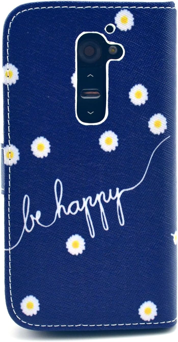 LG G2 Case, Speedtek Flower Pattern Premium PU Leather Wallet Flip Protective Skin Case with Magnetic Closure for LG G2 LG Optimus G2 [At&T, Sprint, T-Mobile] (Built-in Credit Card/ID Card Slot)
