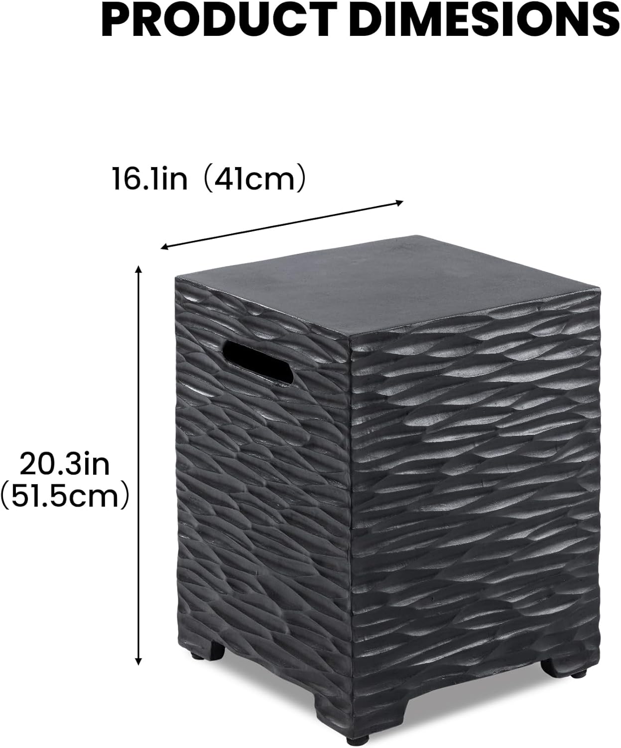 SUNBURY 20lbs Propane Tank Cover 16 Inch, Waterproof ABS Propane Tank Hideaway, with Slate Texture, Outdoor Protector for Patio, Camping & Grill, Black