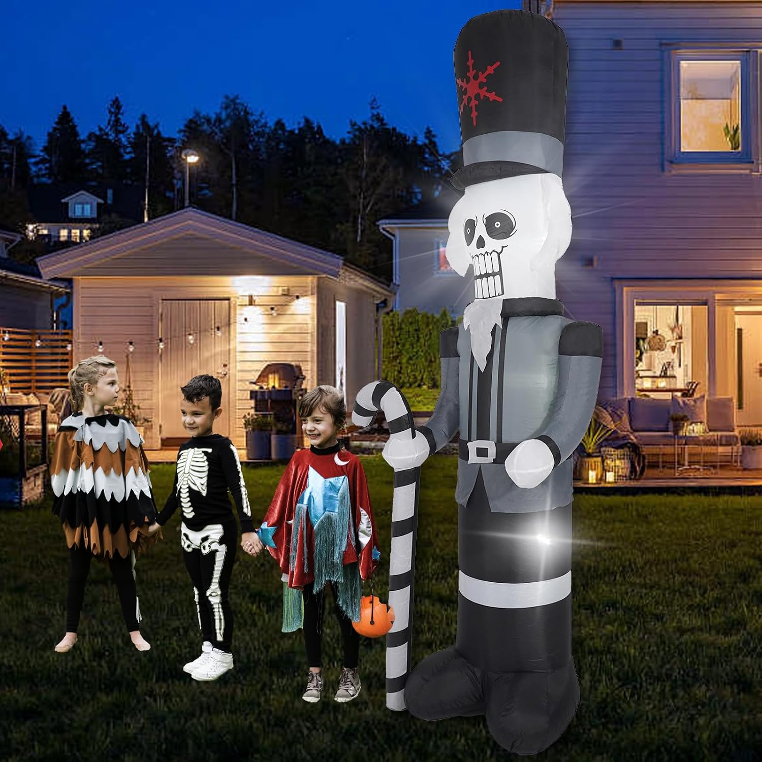 HZGEDJTG 9FT Grey Soldier Outdoor Inflatable Decoration with Built-in LED Lights, Suitable for Outdoor Holiday Decorations in Yard, Lawn, Patio