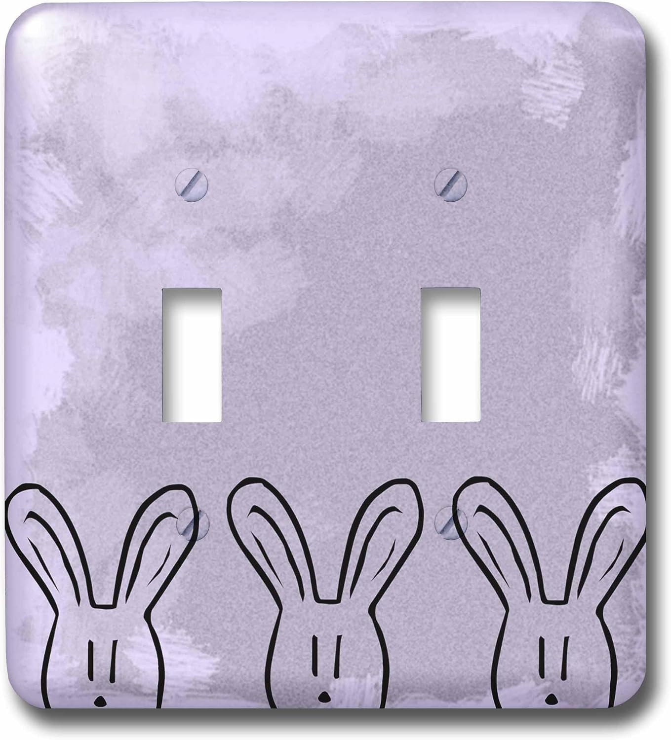 3dRose lsp_51441_6 Three Bunnies Pastel Purple Cute Art 2 Plug Outlet Cover