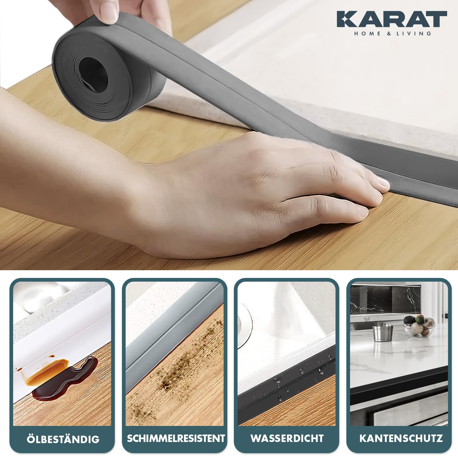 KARAT Zachte plint 50 x 15 mm, 10 meter - zelfklevende achterkant - plint van PVC voor keuken en badkamer, kniklijst, kleeflijsten individueel op maat te snijden (eiken vintage, Oslo