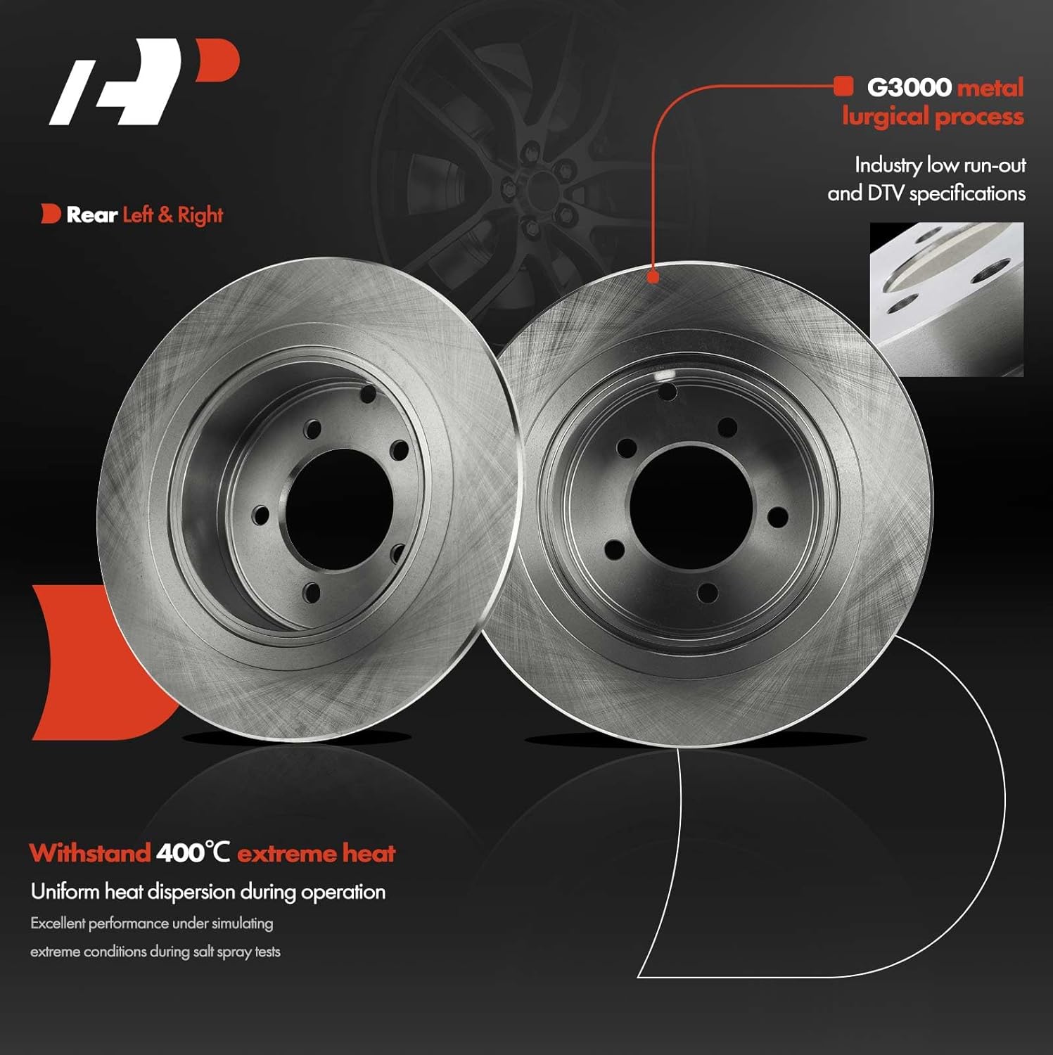 A-Premium 11.89 inch (302mm) Rear Solid Disc Brake Rotors Compatible with Select Chrysler, Mitsubishi and Dodge Models - 200, Sebring, Avenger, Caliber, Compass, Patriot, Lancer, Outlander, 2-PC Set