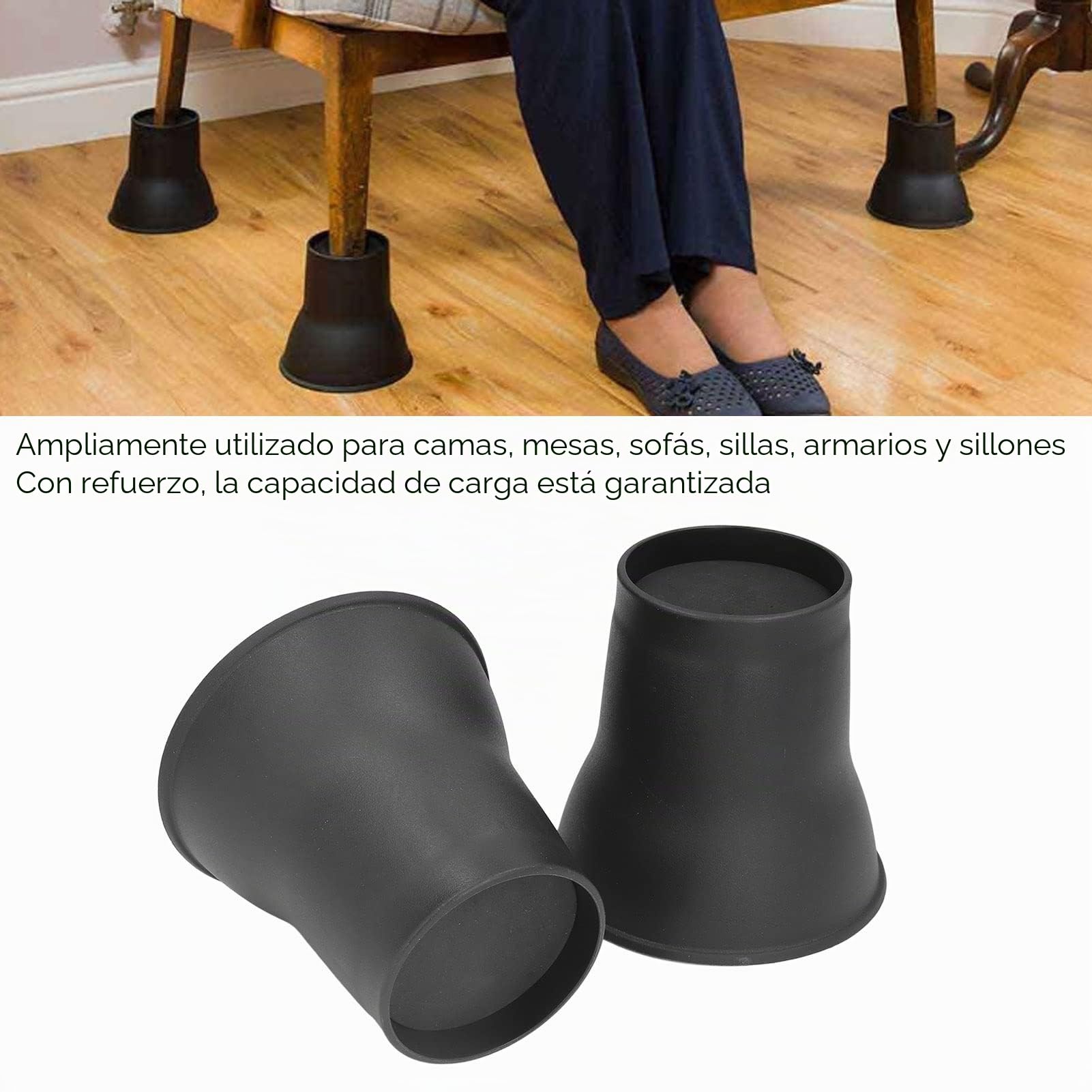 Ejoyous Elevadores de Cama de 6.0 in, Elevadores de Muebles Resistentes, 4 Paquetes de Patas de Elefante, Elevadores de Cama Redondos con Almohadillas Antideslizantes, para Elevar la Cama