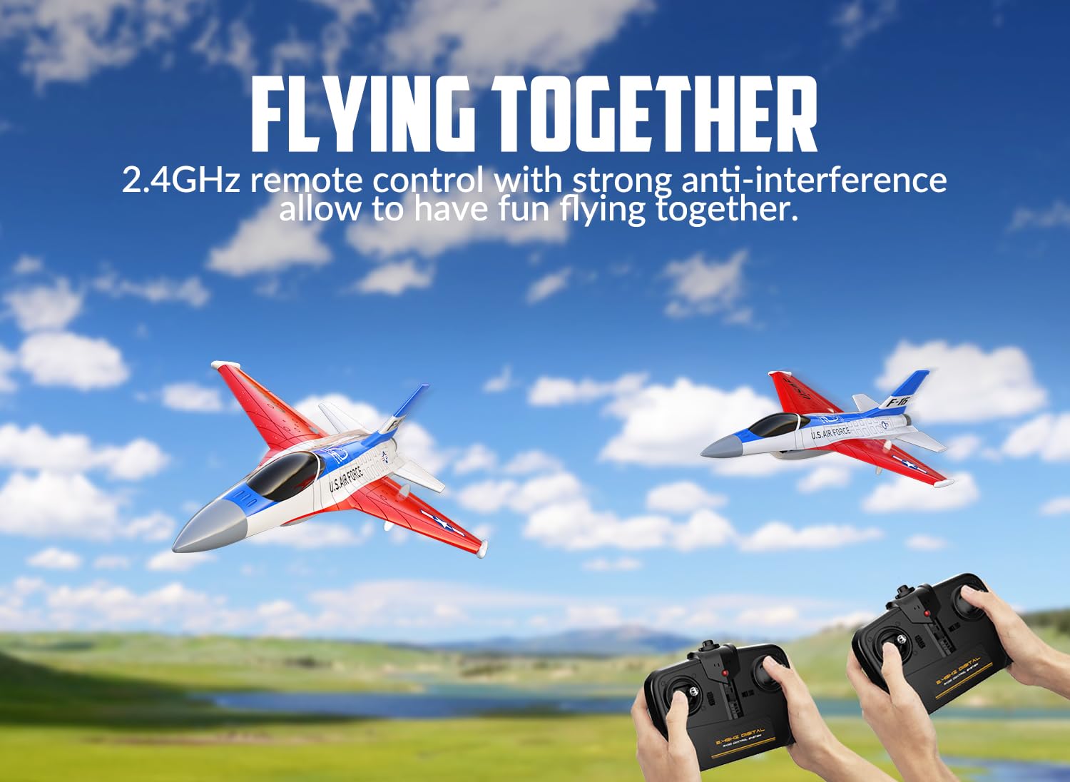 volantexrc Aereo RC F-16 Fighting Falcon Jet 2.4Ghz 2CH con Luci LED Pronto al Volo Allarme Low Battery Ideale per Principianti